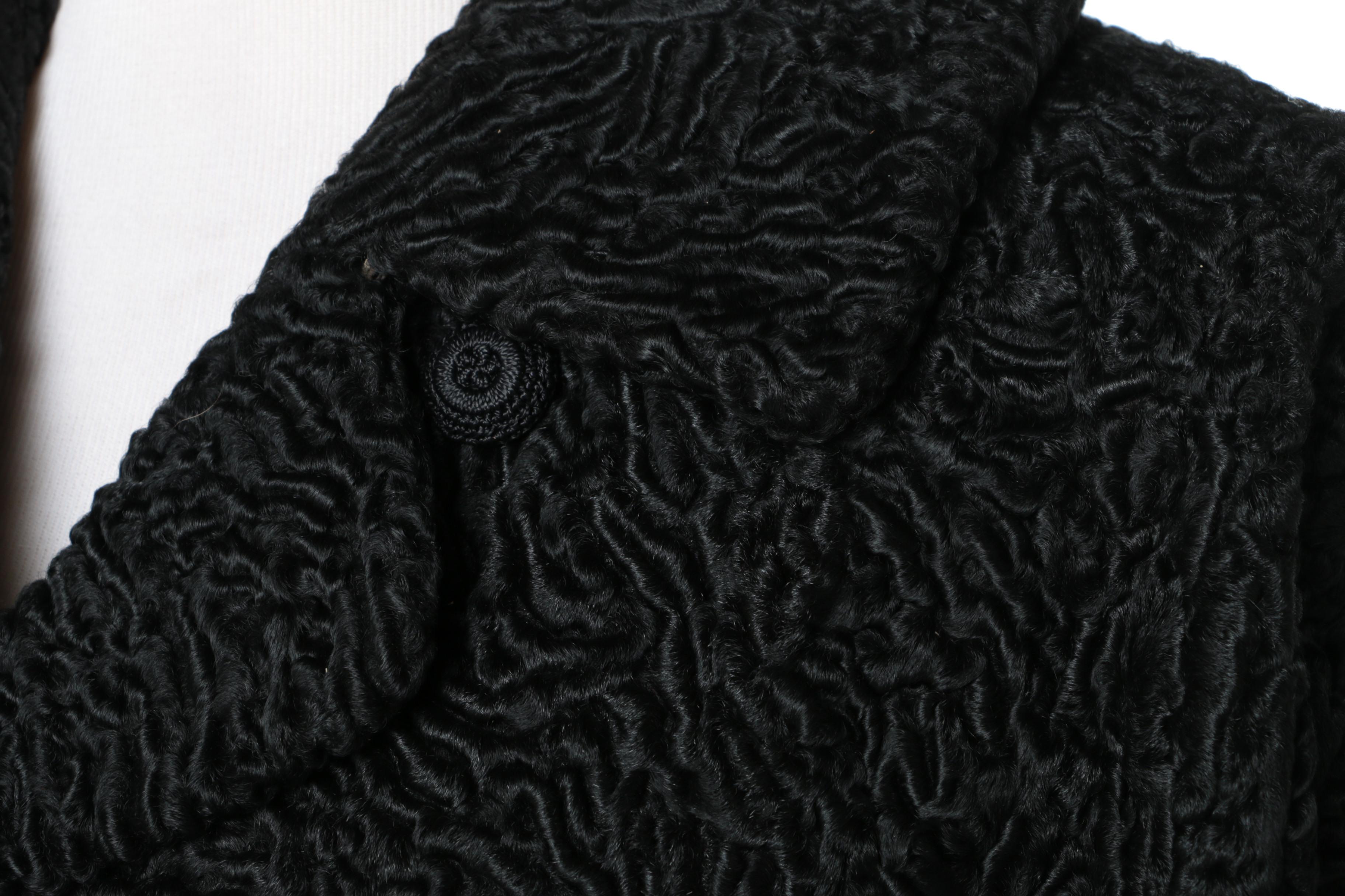 Vintage Saks Black Persian Lamb Fur Coat