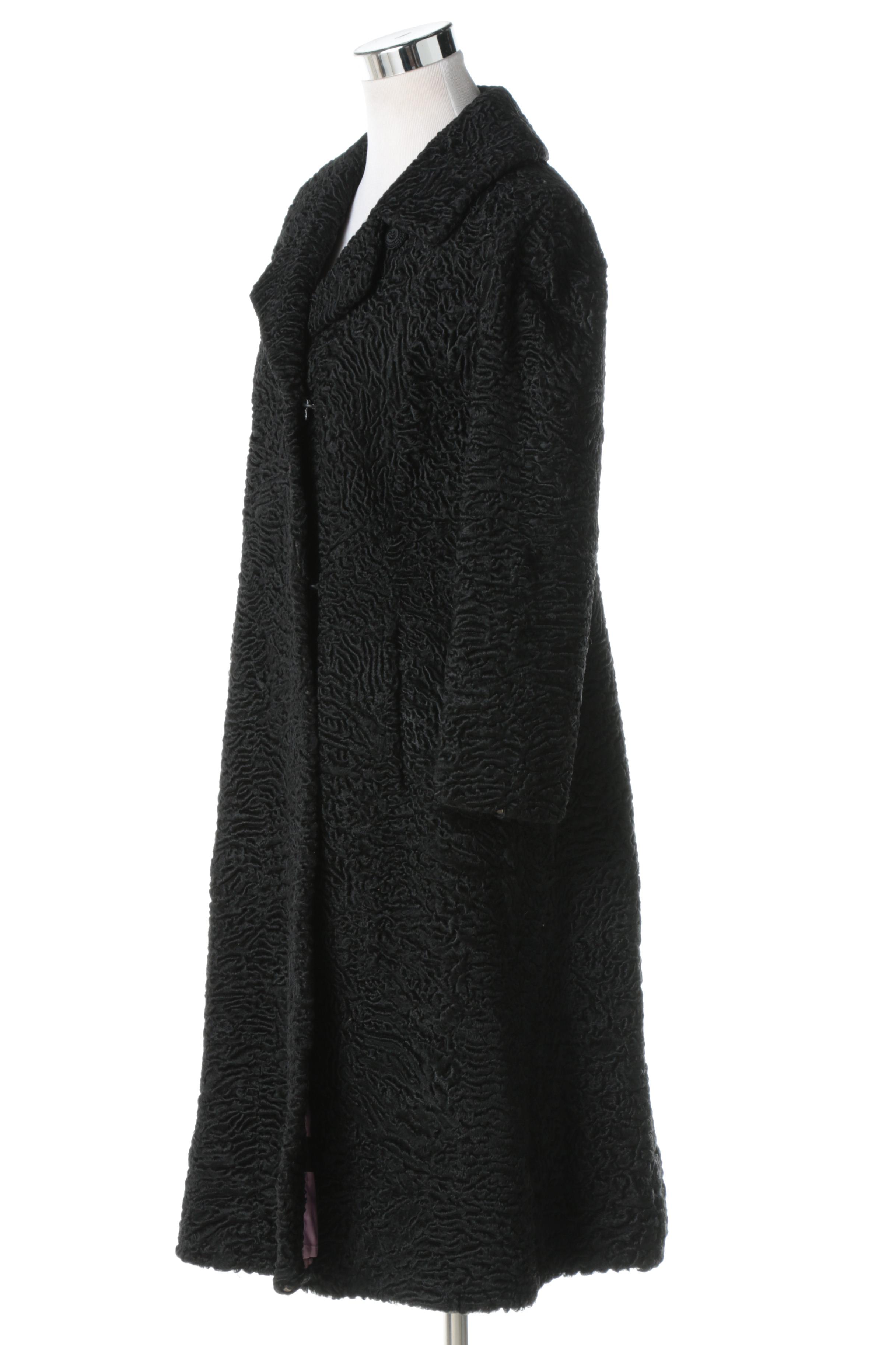 Vintage Saks Black Persian Lamb Fur Coat