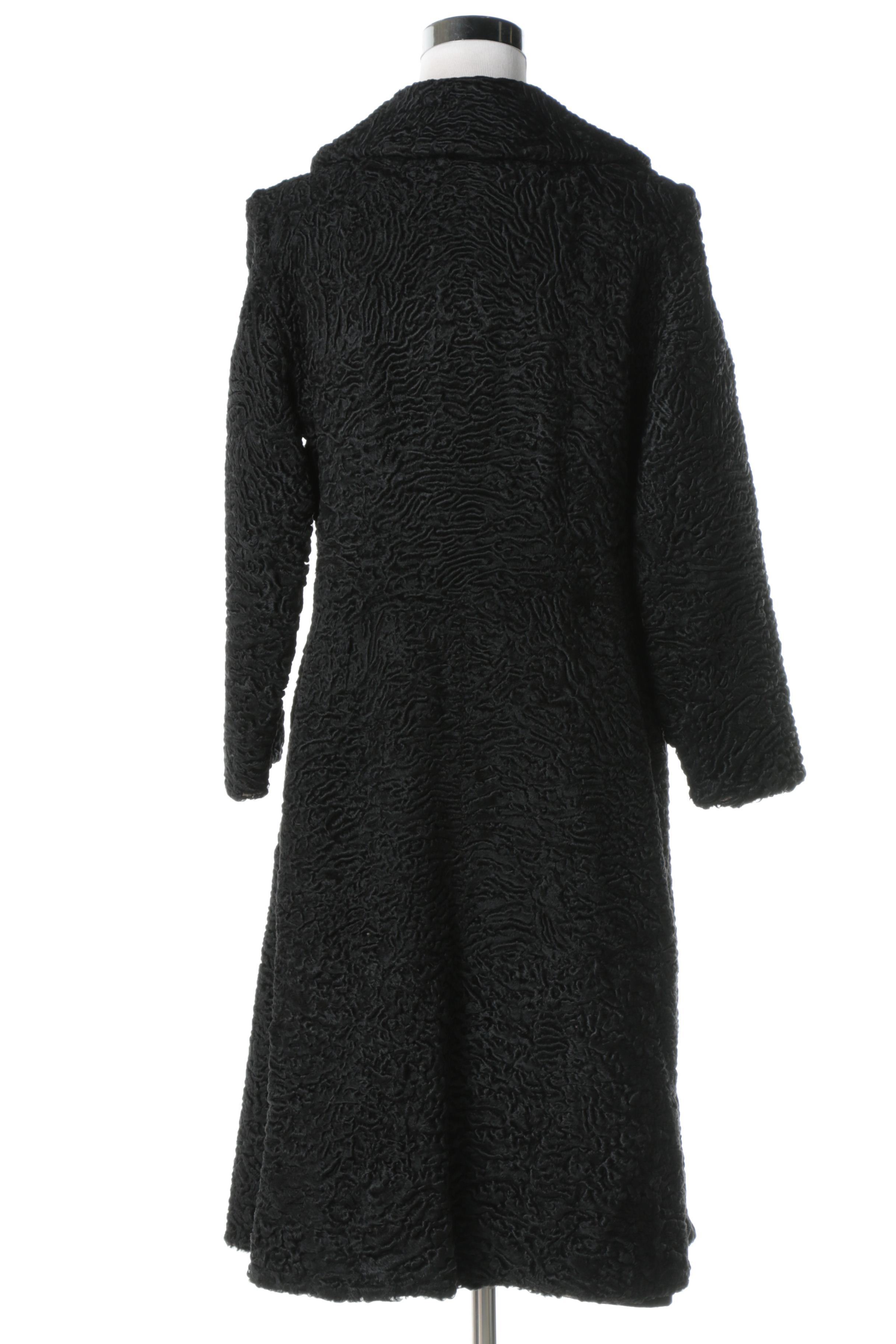 Vintage Saks Black Persian Lamb Fur Coat