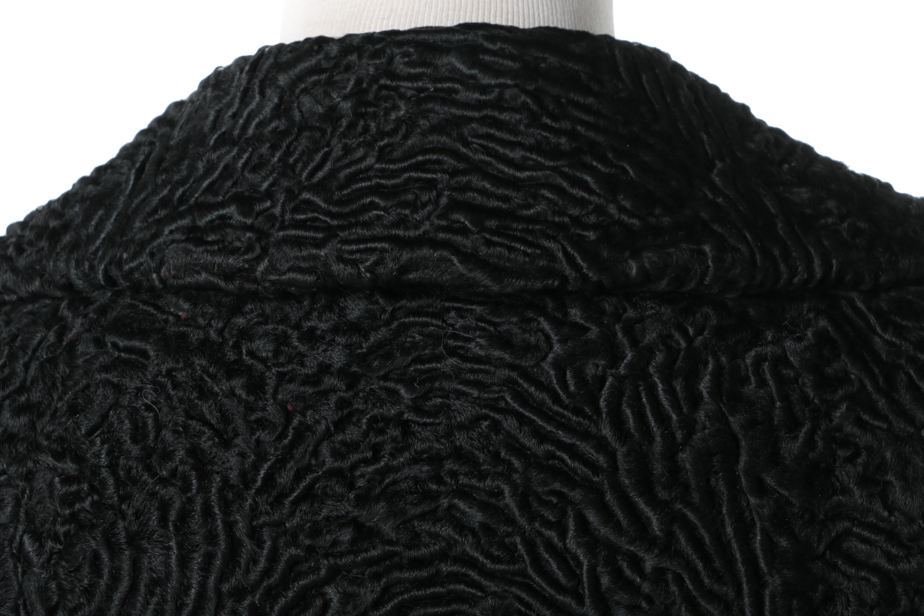 Vintage Saks Black Persian Lamb Fur Coat