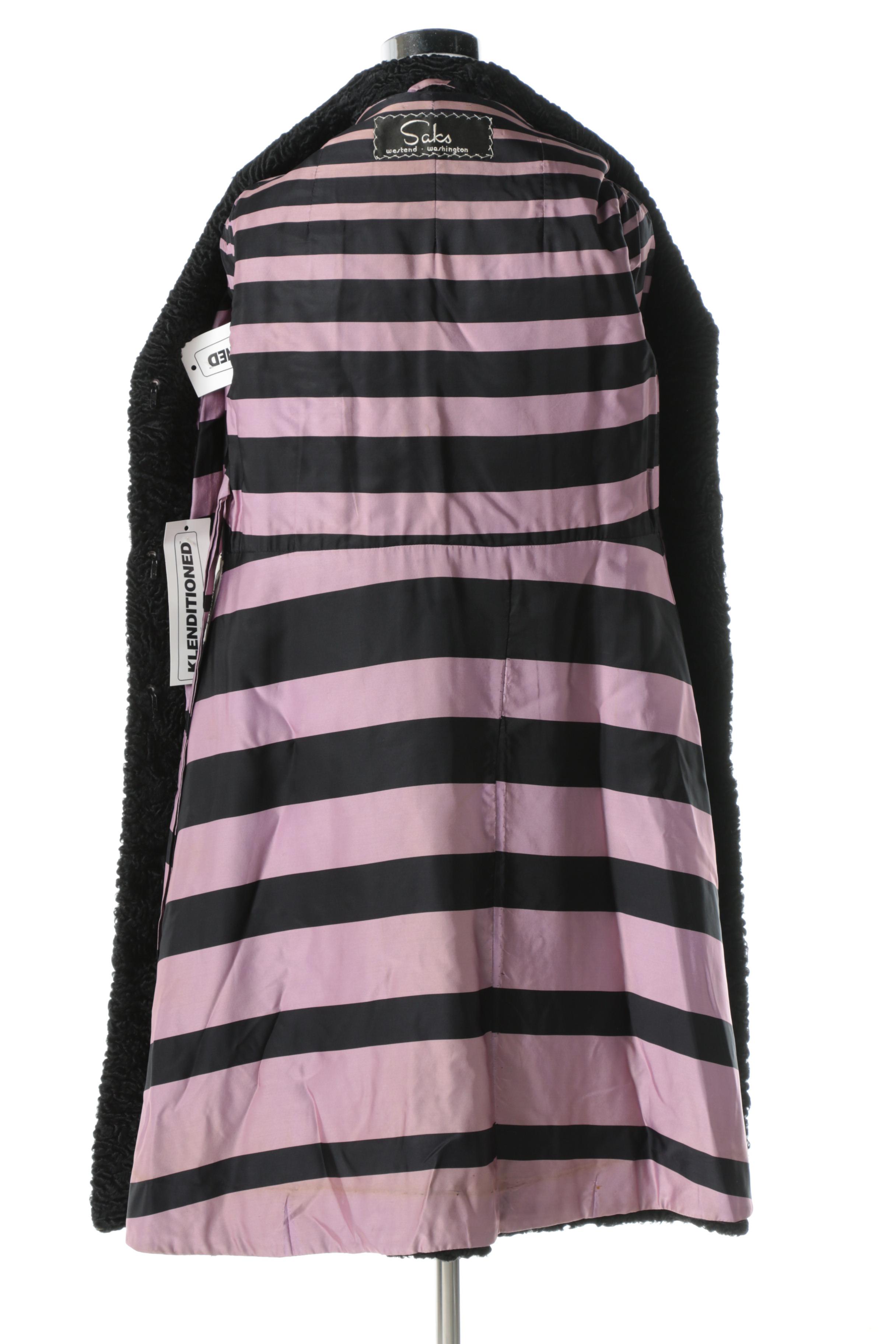 Vintage Saks Black Persian Lamb Fur Coat