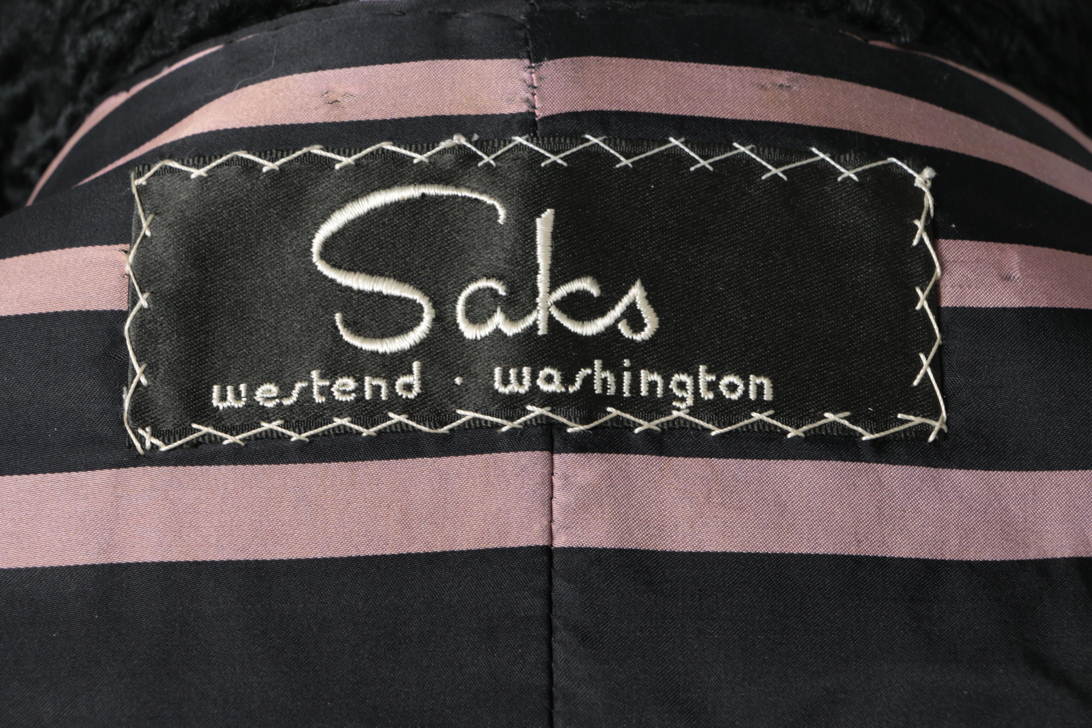 Vintage Saks Black Persian Lamb Fur Coat