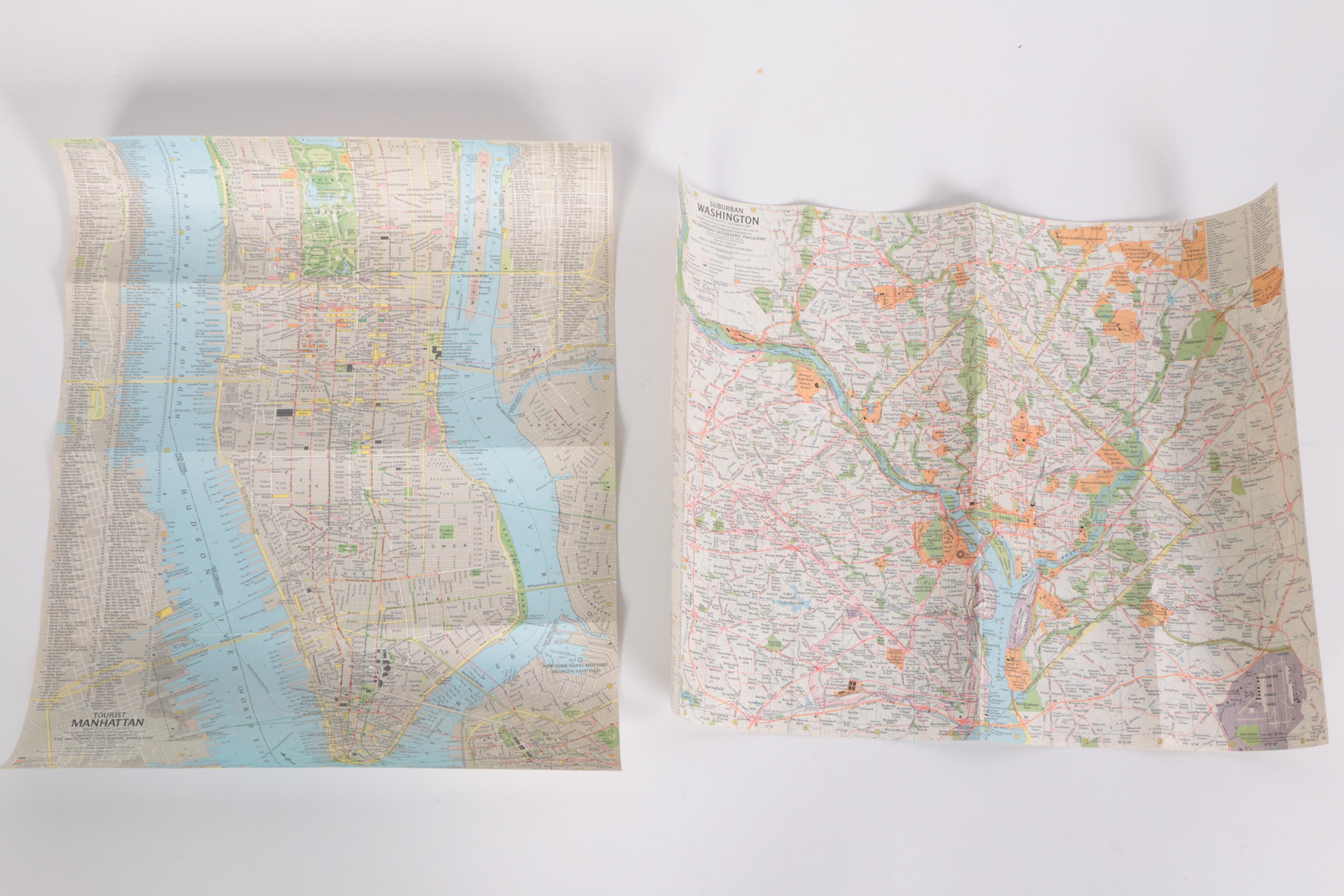 Assortment of Eight National Geographic Print Maps