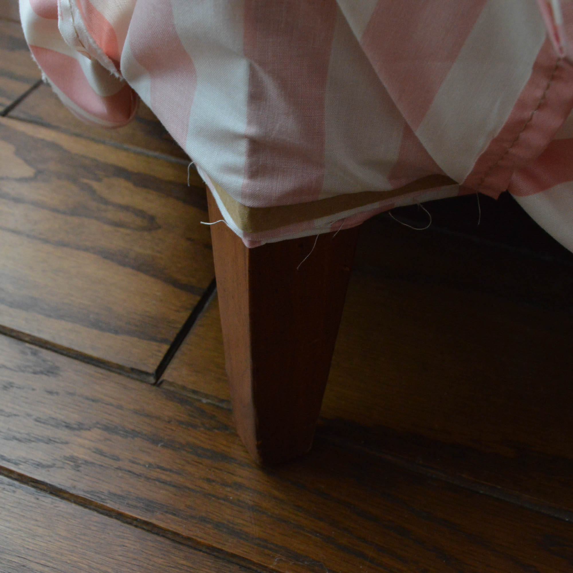 Pink and White Striped Arm Chair