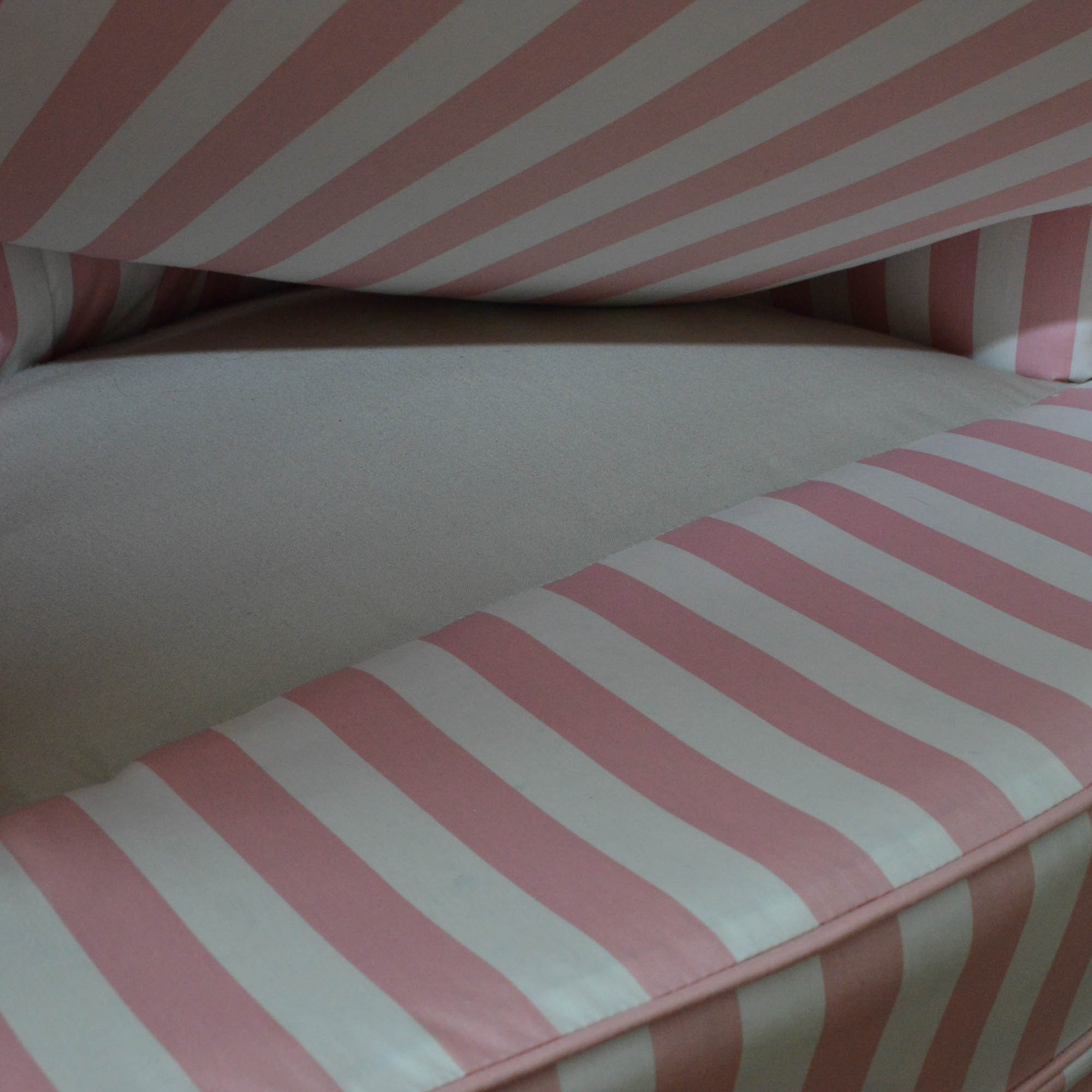 Pink and White Striped Arm Chair