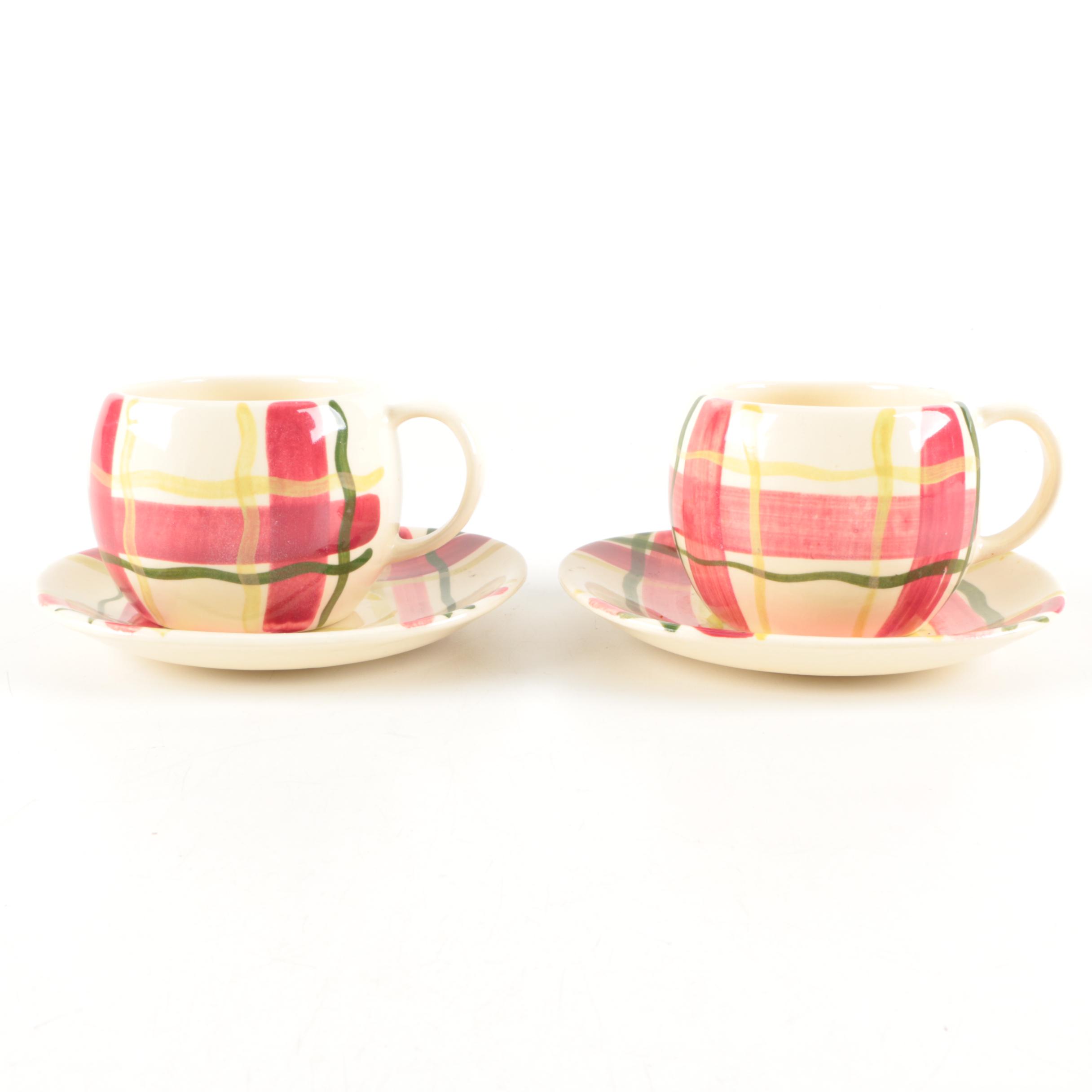 Pair of Vintage Ceramic Teacups and Saucers