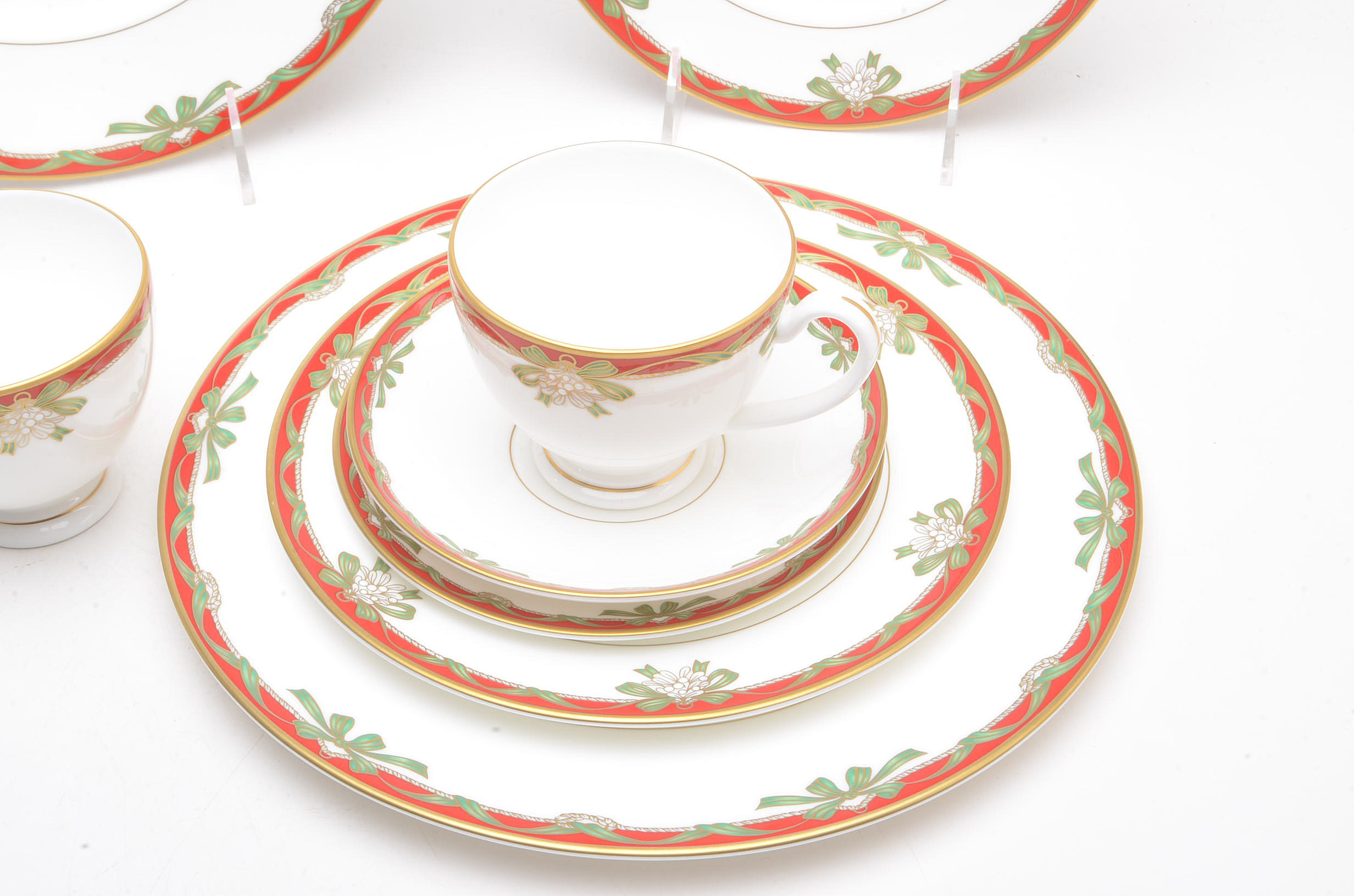 Waterford "Holiday Ribbons" China Place Setting for Two