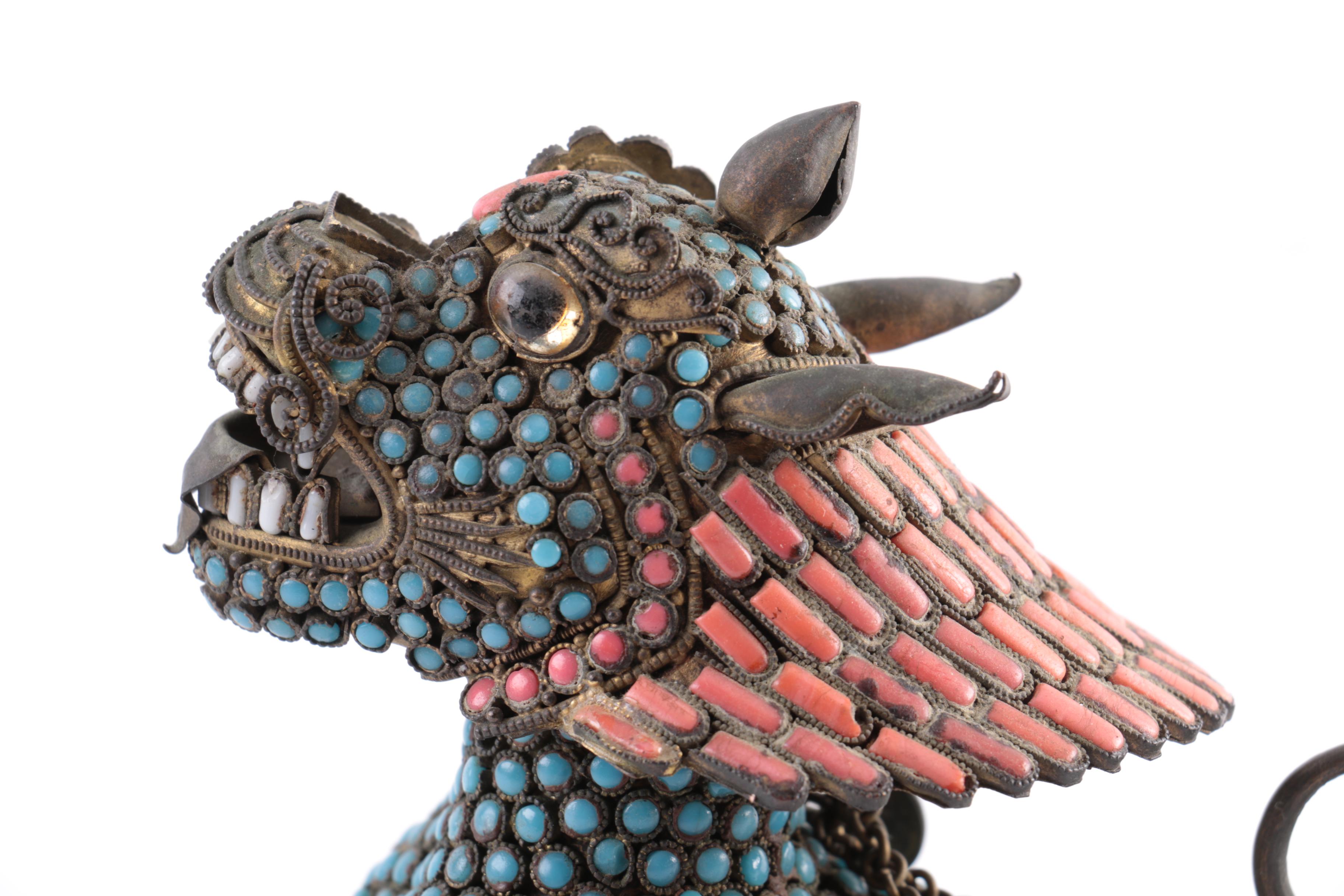 Sino-Tibetan Brass Guardian Lion Censer