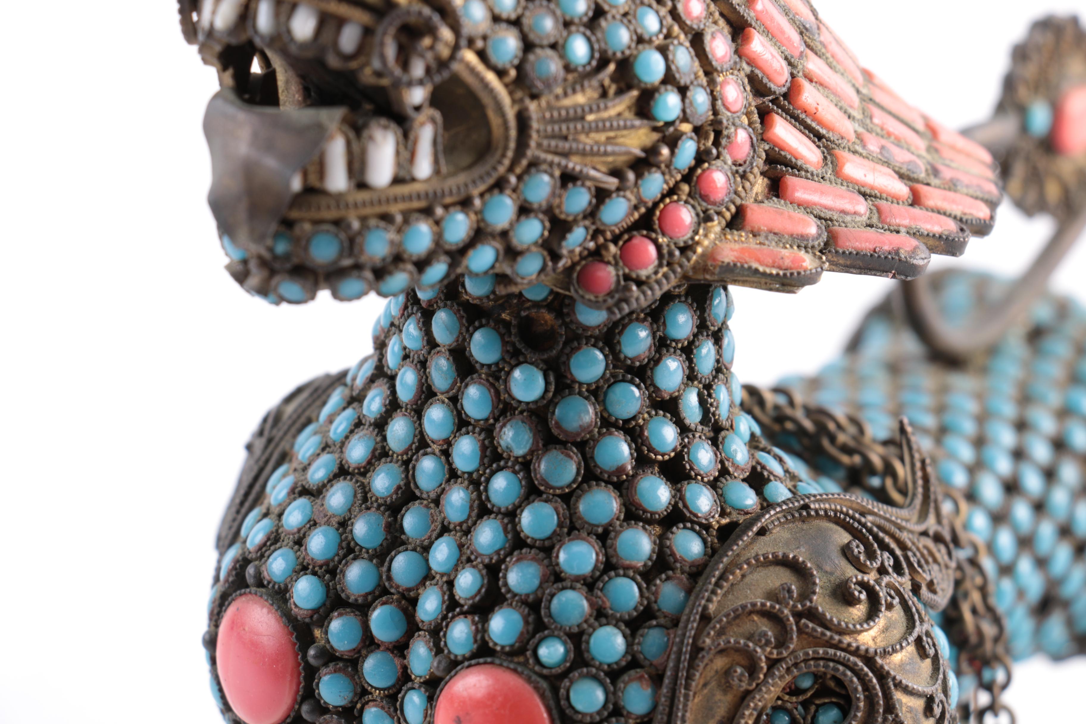 Sino-Tibetan Brass Guardian Lion Censer