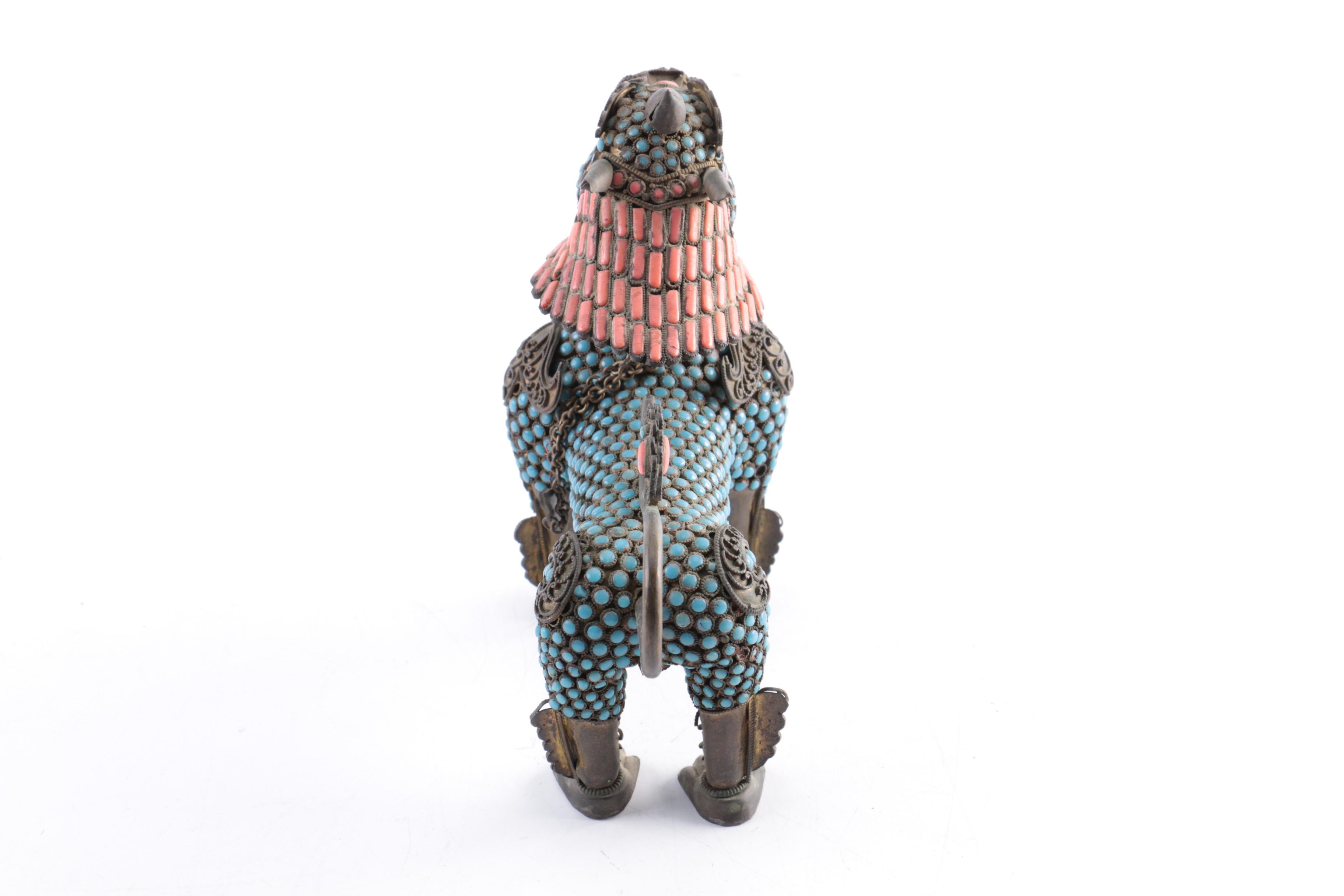 Sino-Tibetan Brass Guardian Lion Censer