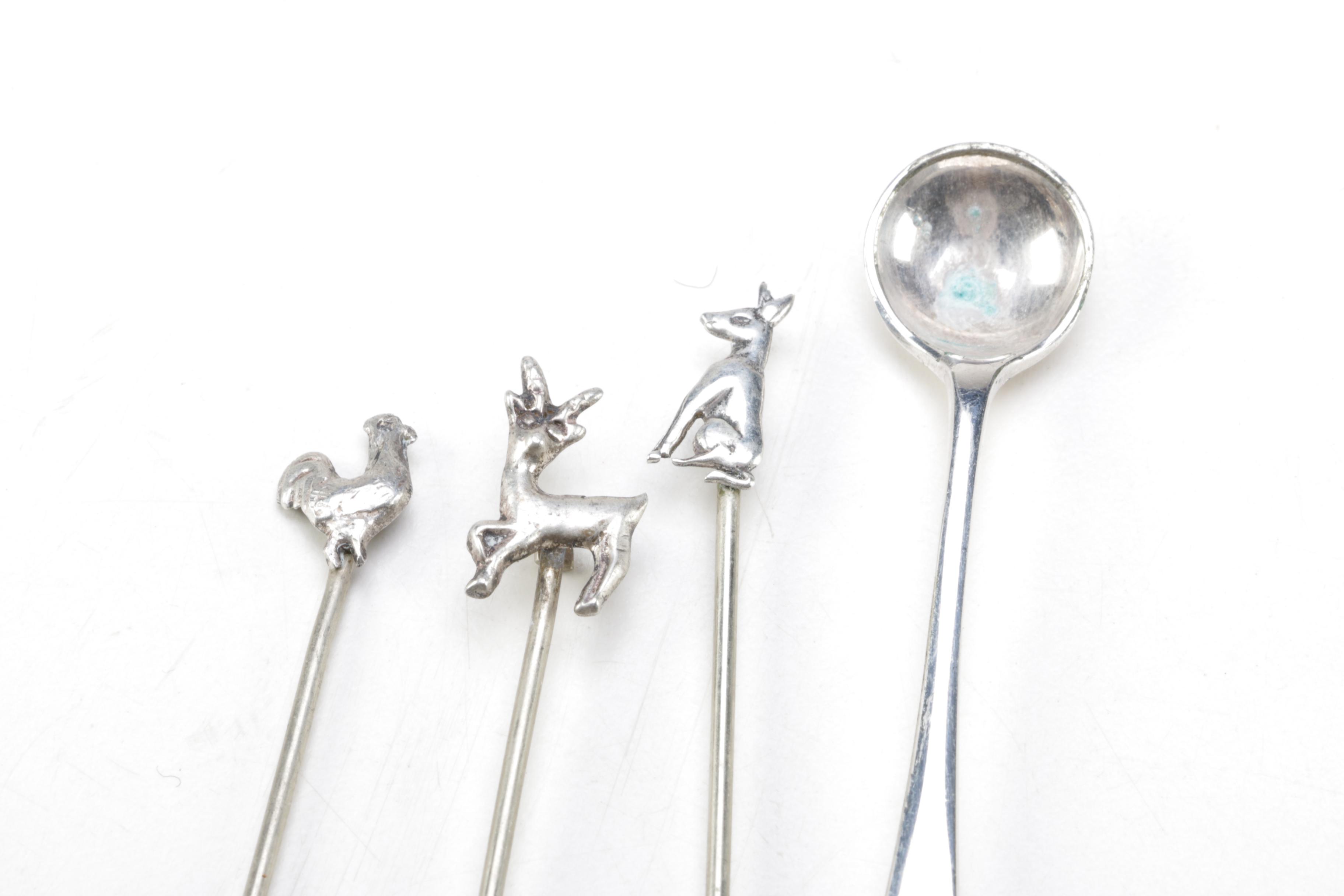 Walker & Hall Silver Plate Sugar Spoon and Silver Plate Cocktail Forks