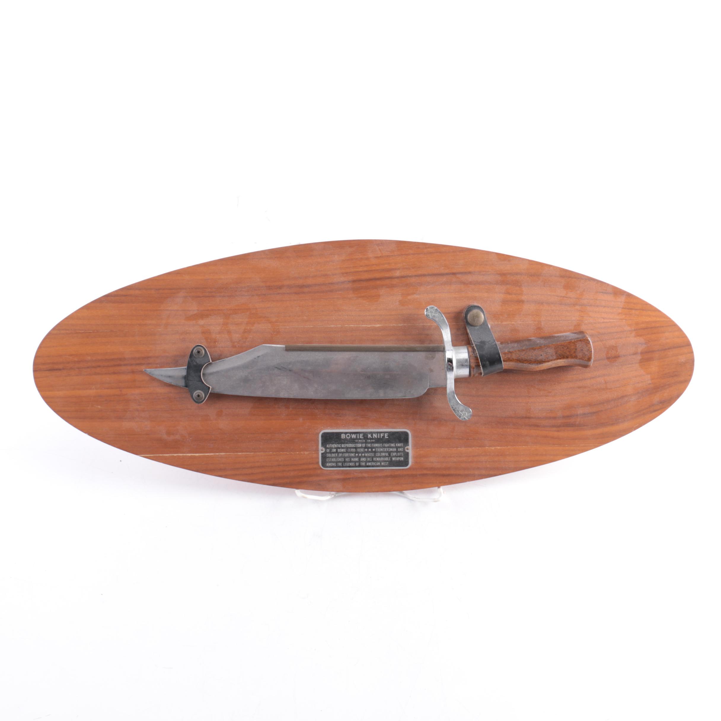 Carvel Hall Reproduction Bowie Knife and Plaque