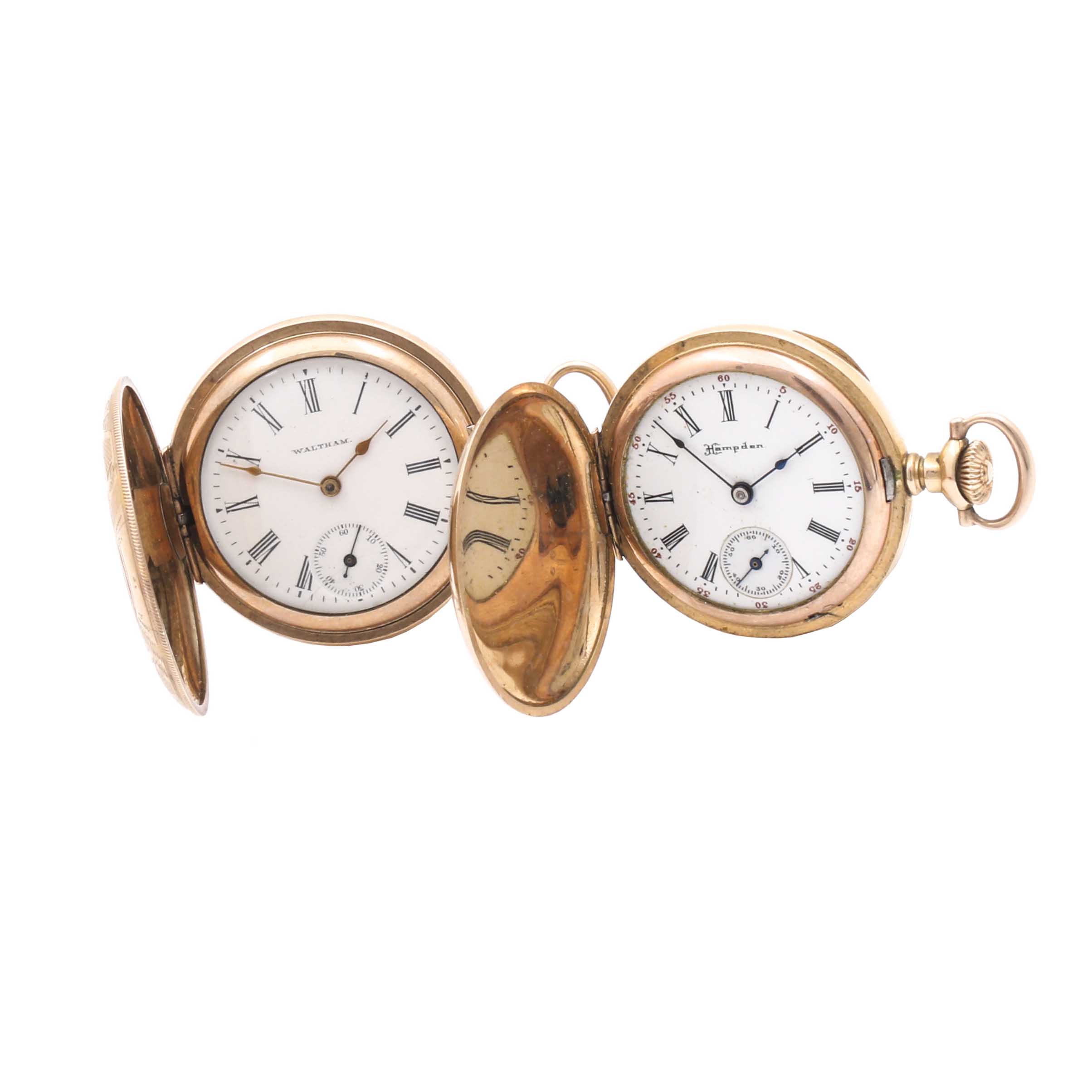 Antique Waltham and Hampden Gold Filled Pocket Watches