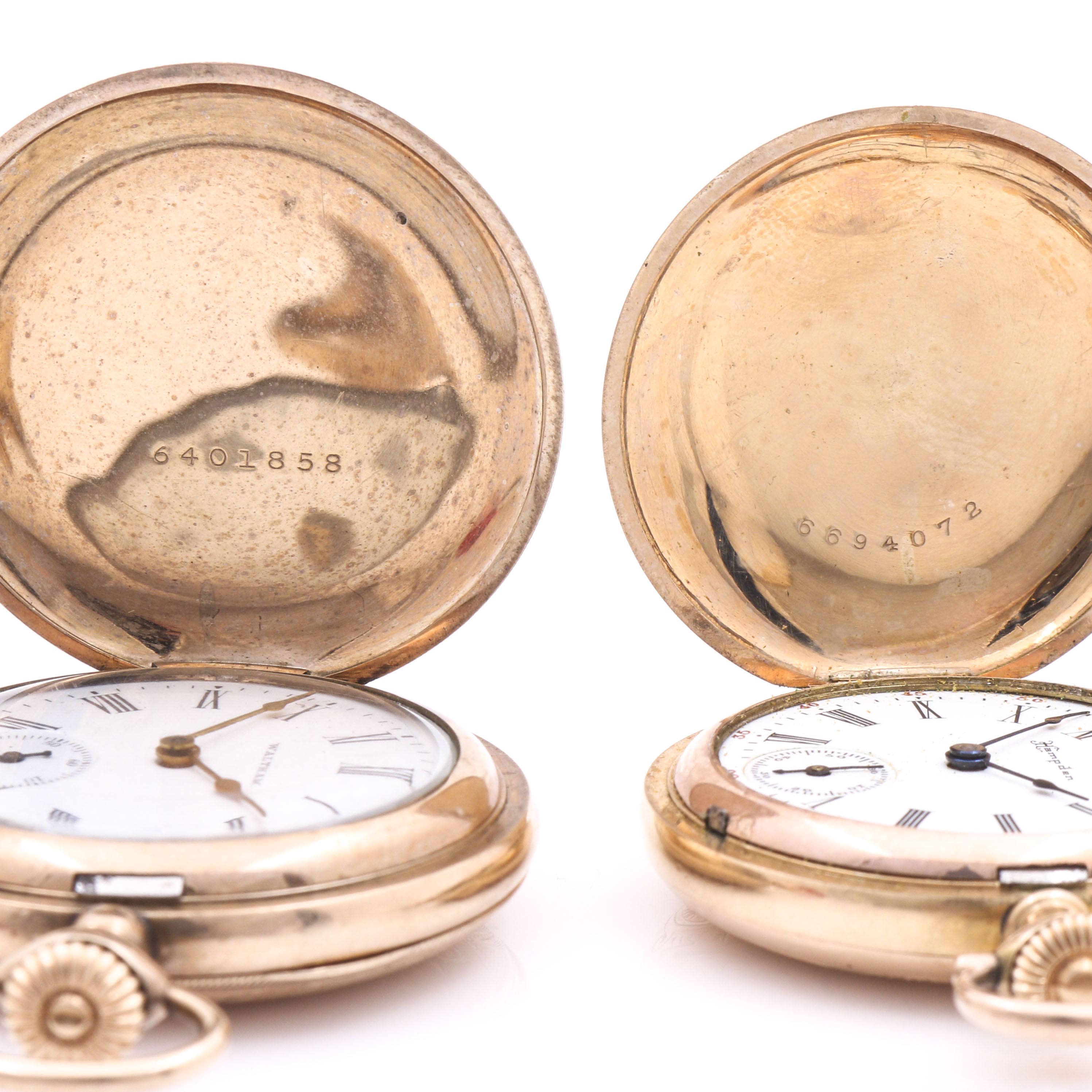 Antique Waltham and Hampden Gold Filled Pocket Watches