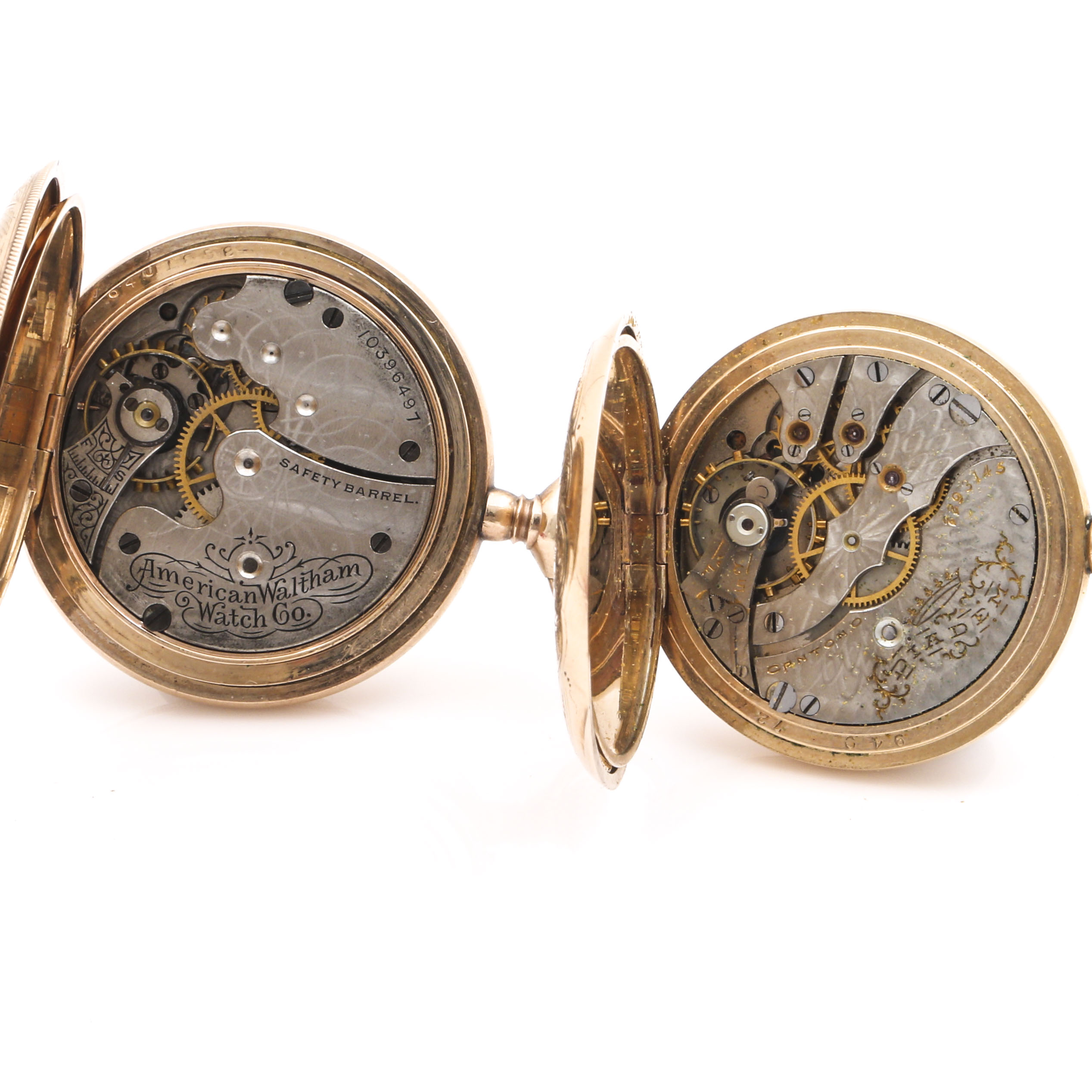 Antique Waltham and Hampden Gold Filled Pocket Watches