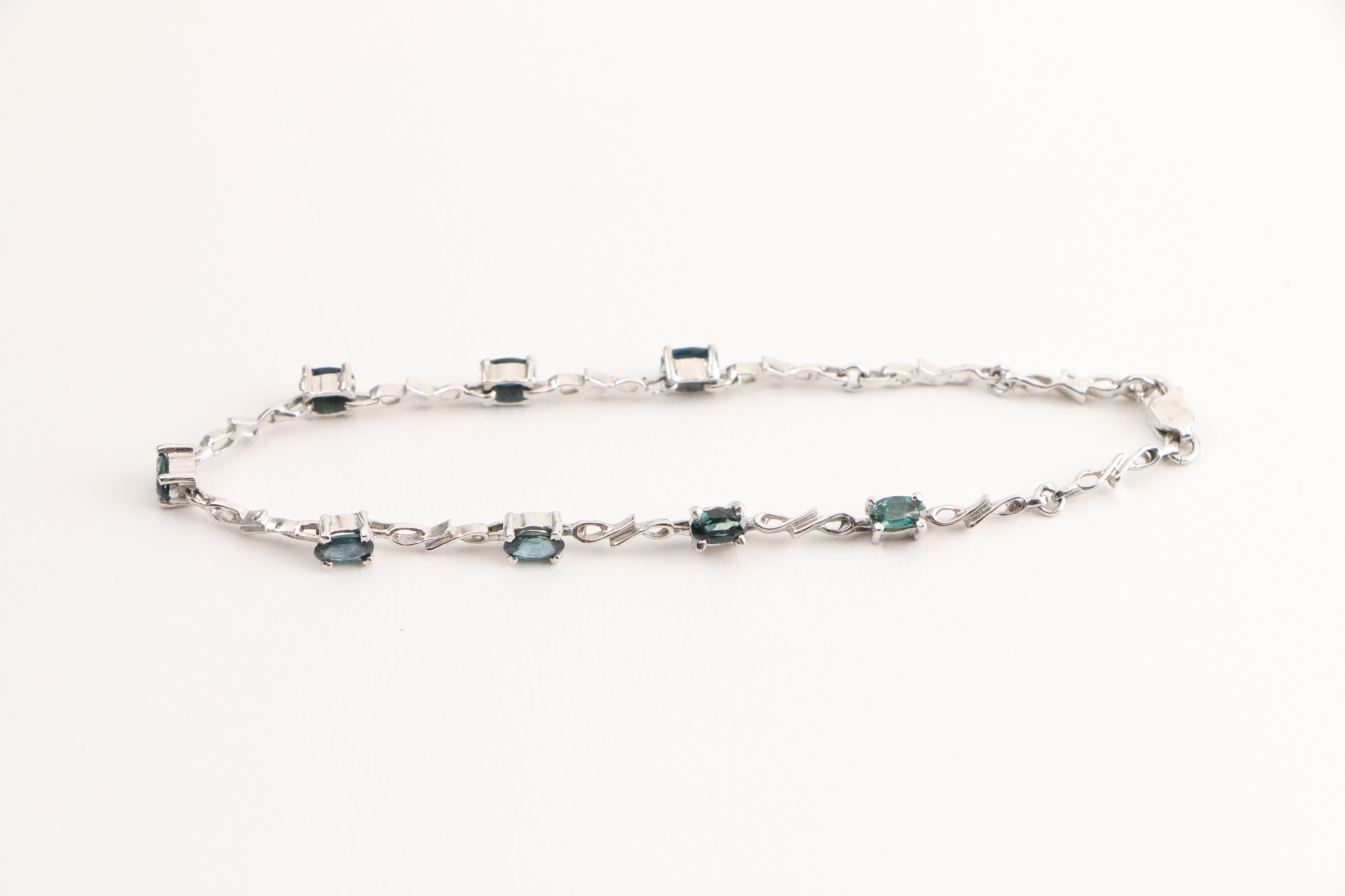 Sterling Silver Bracelet Featuring Sapphires