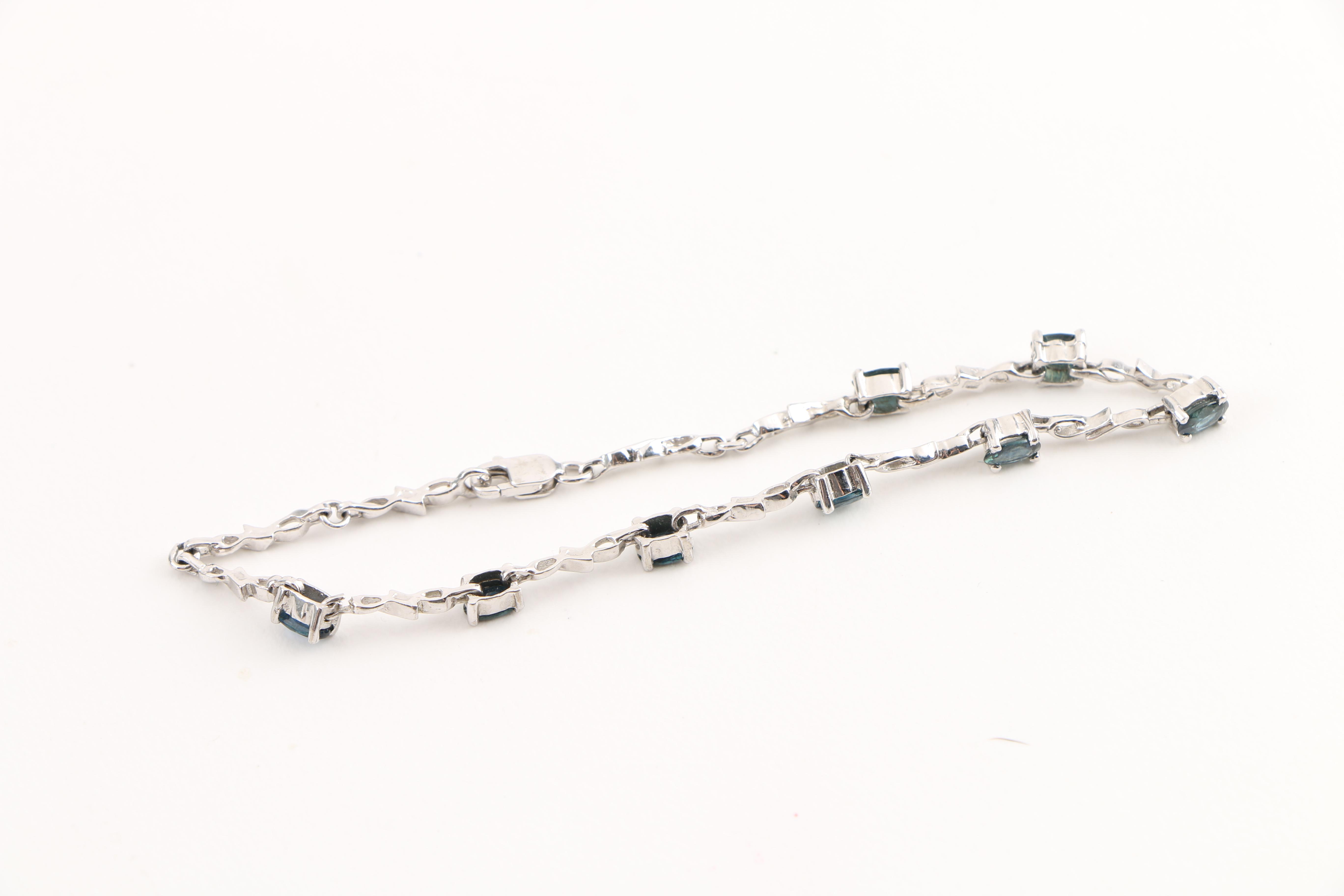 Sterling Silver Bracelet Featuring Sapphires