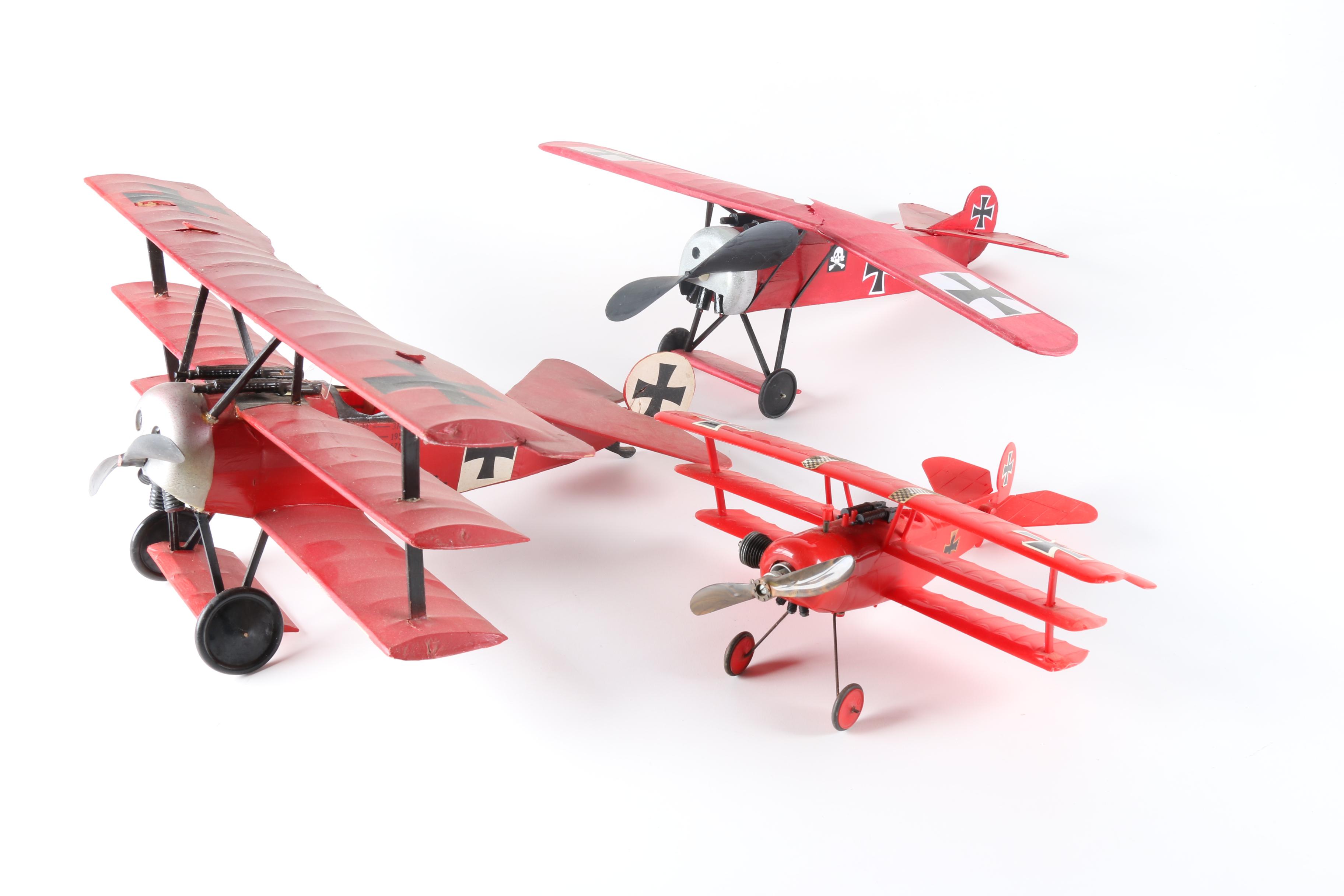 Three "Red Baron" Bi-Planes