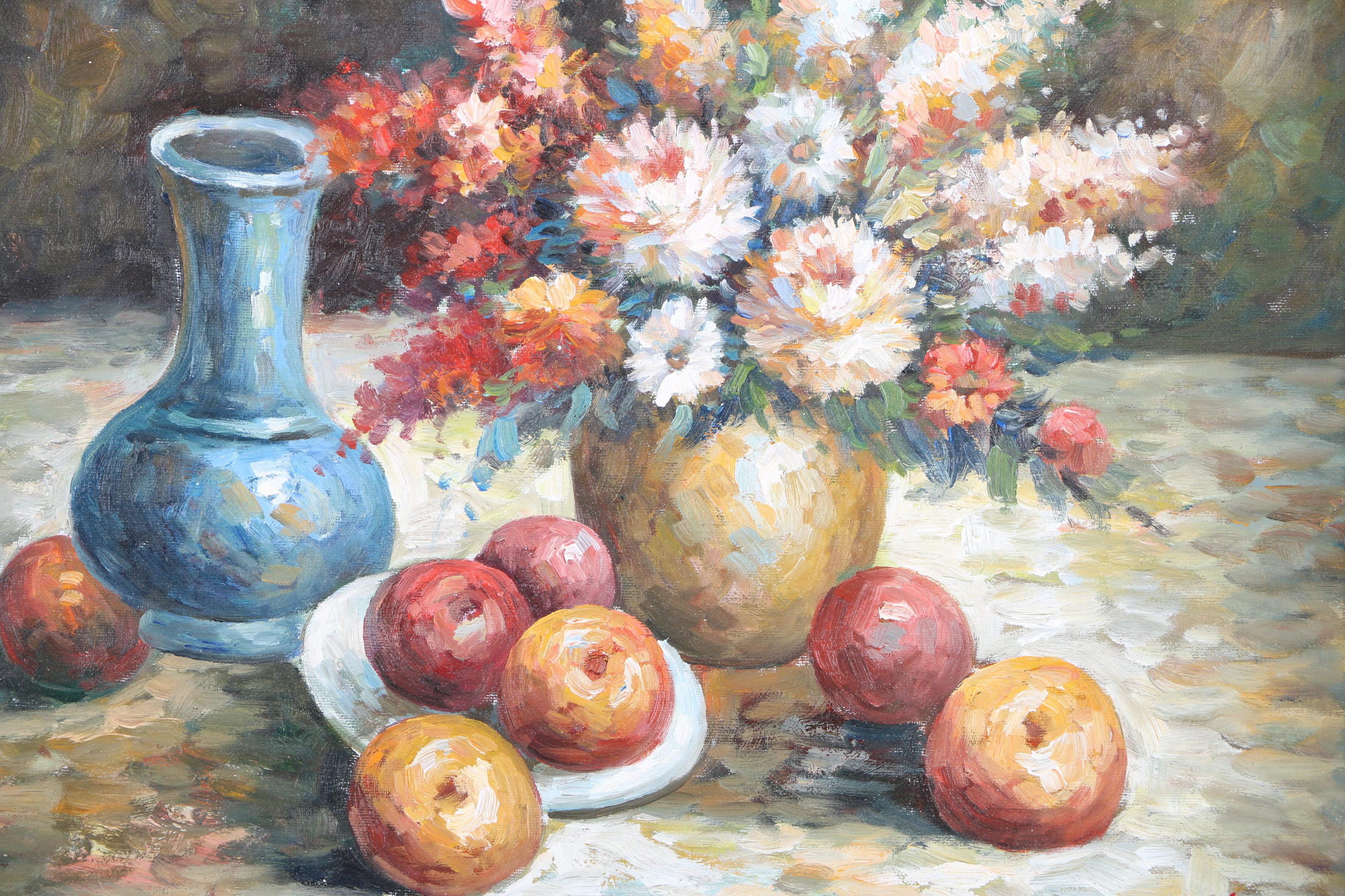 W. Adams Oil Painting on Canvas of Still Life