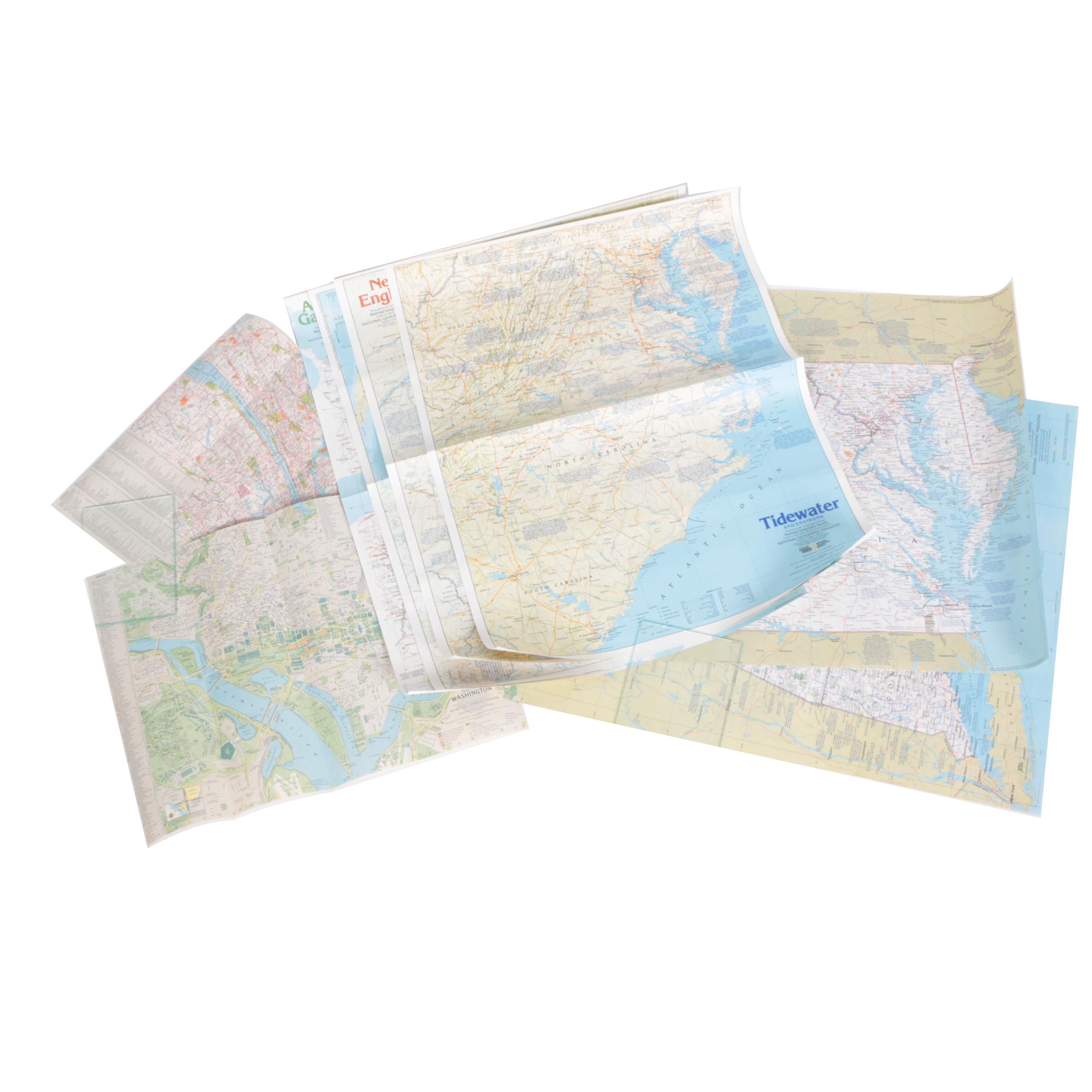 Assortment of Eight National Geographic Print Maps