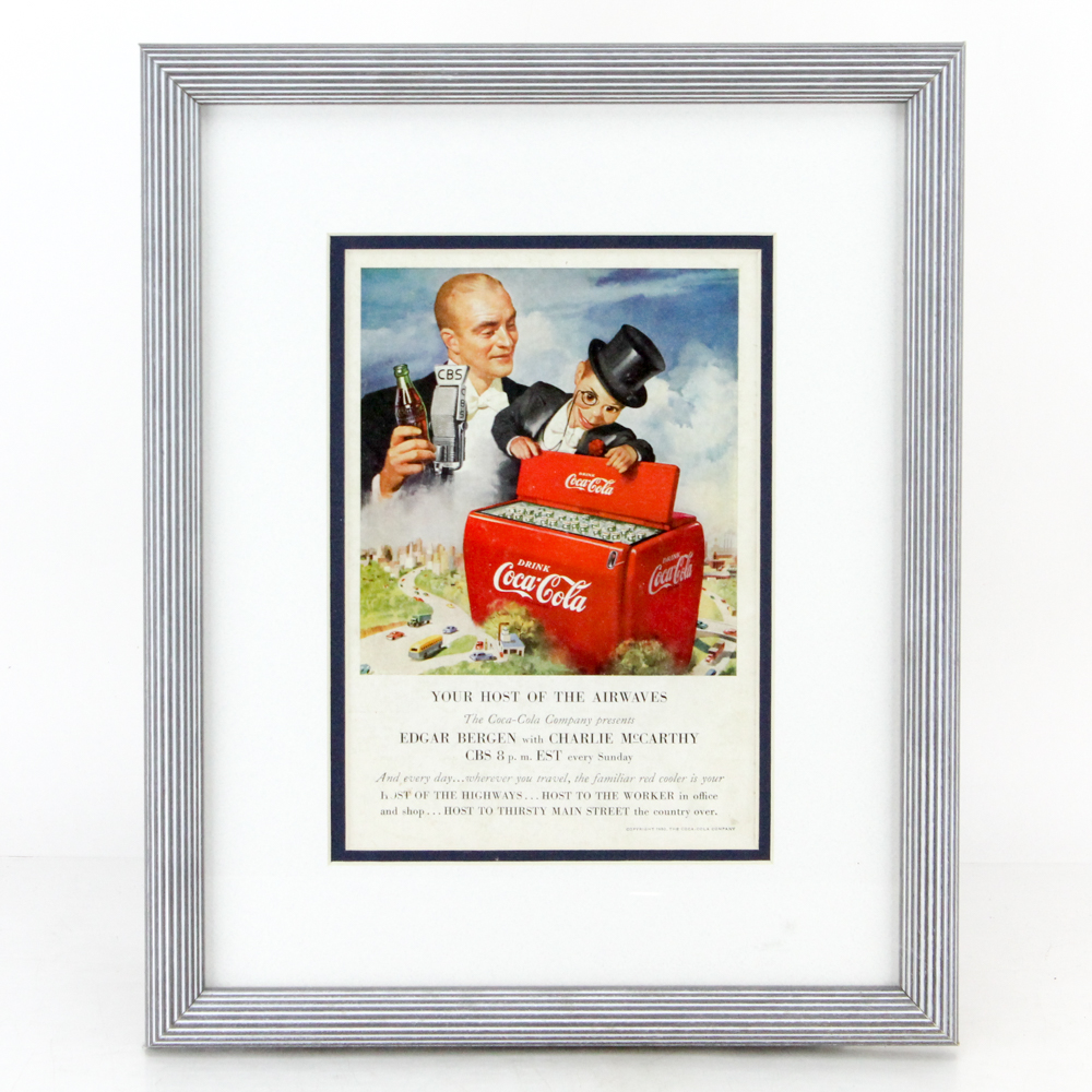 1950 Original Coca-Cola Ad with Edgar Bergen and Charlie McCarthy