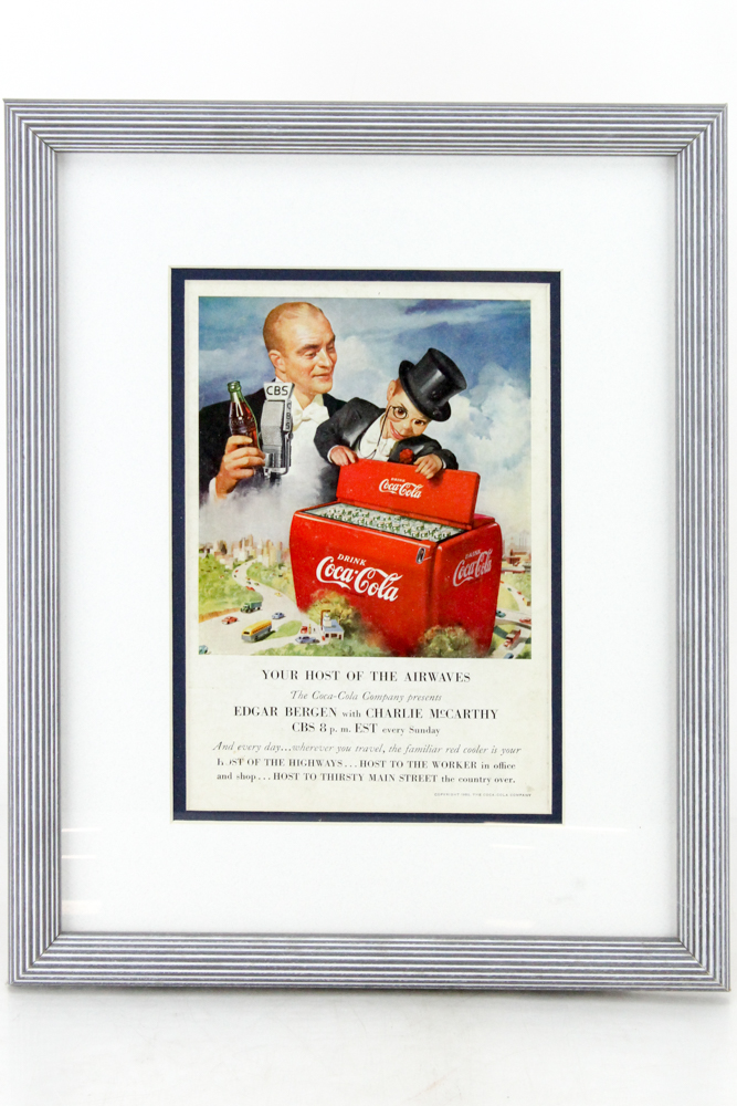 1950 Original Coca-Cola Ad with Edgar Bergen and Charlie McCarthy