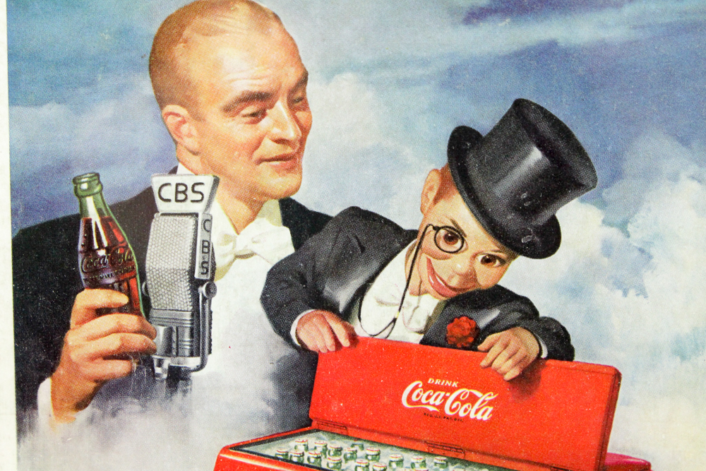 1950 Original Coca-Cola Ad with Edgar Bergen and Charlie McCarthy