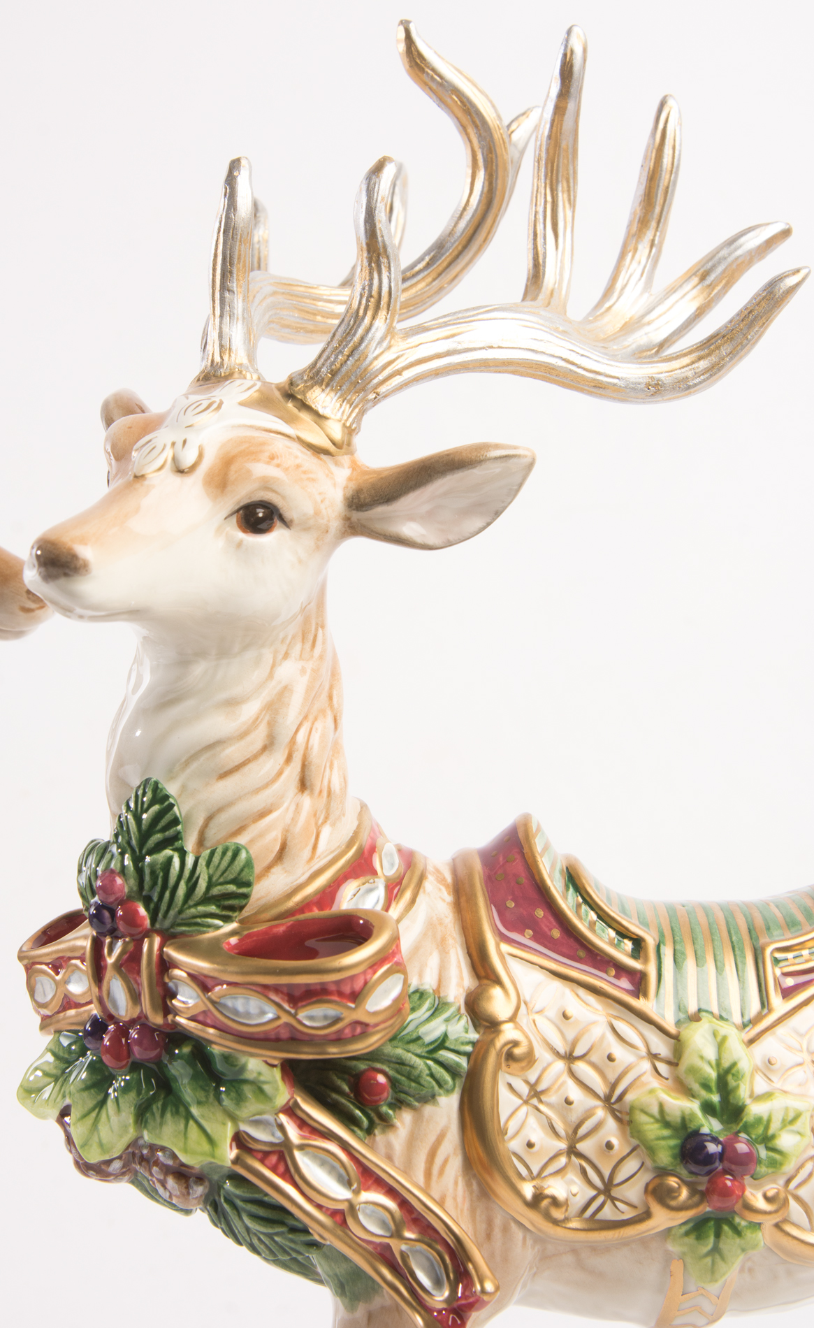 Fitz and Floyd "Florentine Christmas" White Stag Figurines