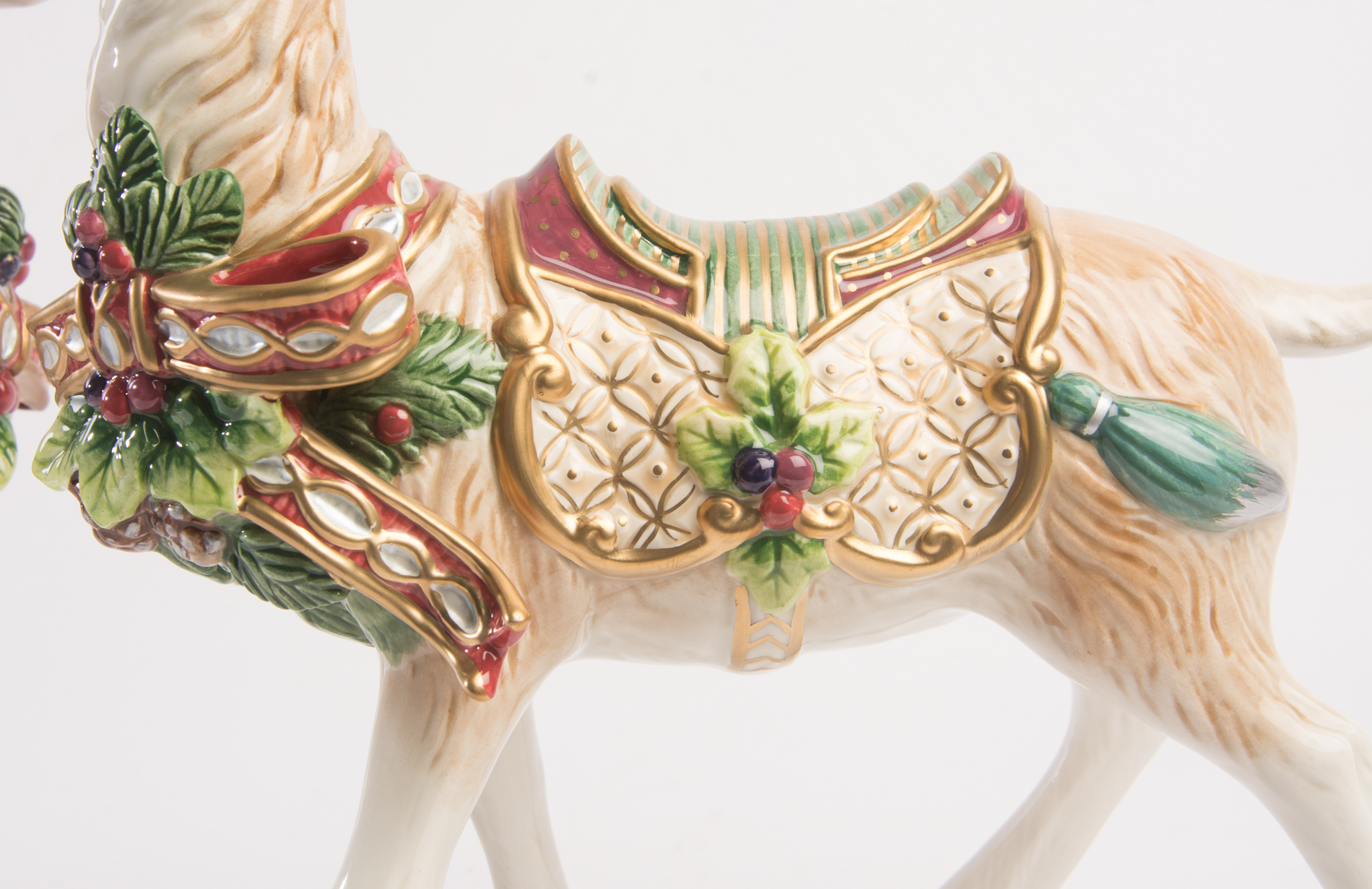 Fitz and Floyd "Florentine Christmas" White Stag Figurines