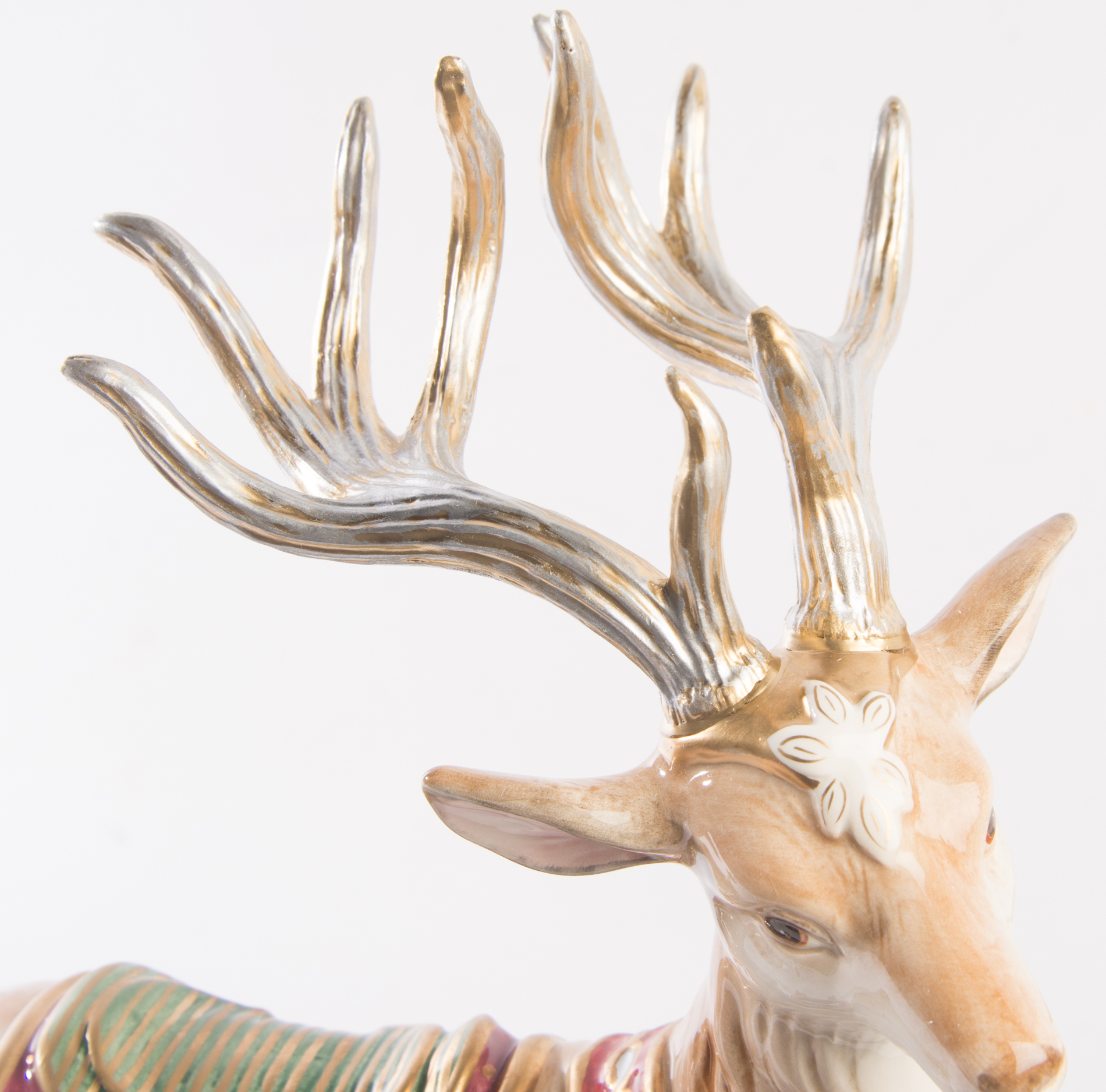 Fitz and Floyd "Florentine Christmas" White Stag Figurines