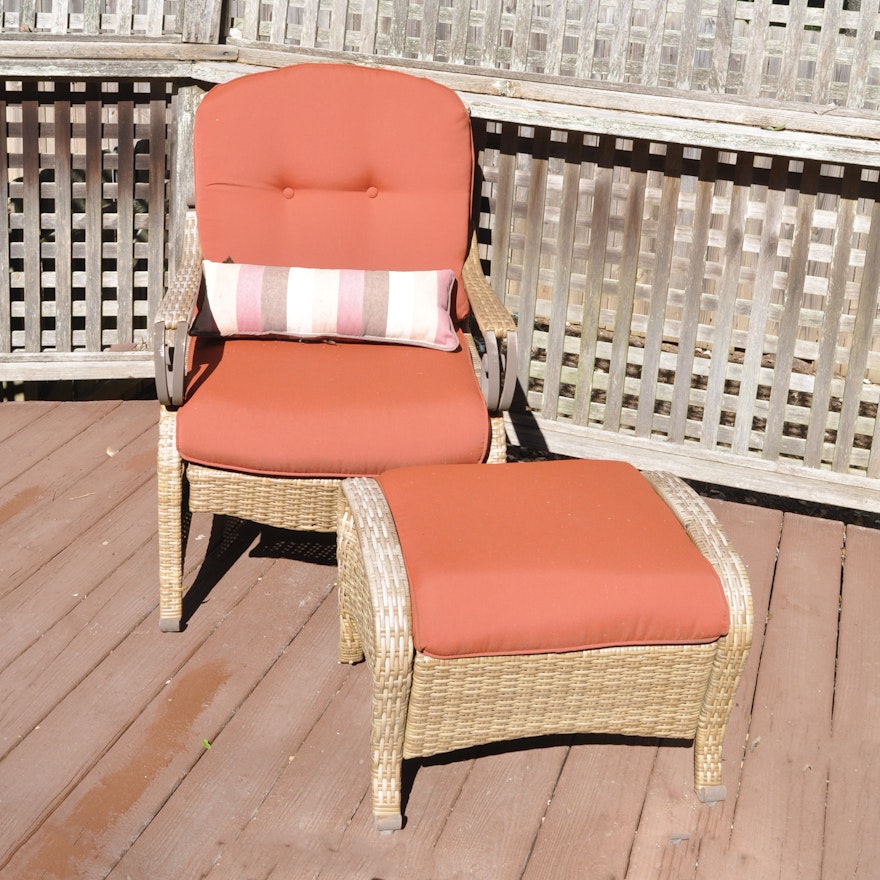 Wicker Patio Chair and Matching Ottoman