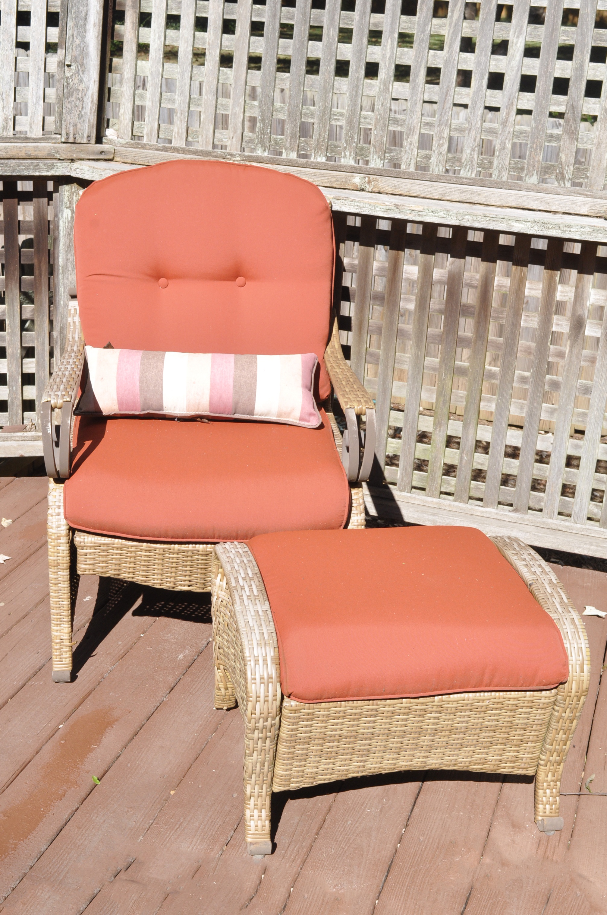 Wicker Patio Chair and Matching Ottoman