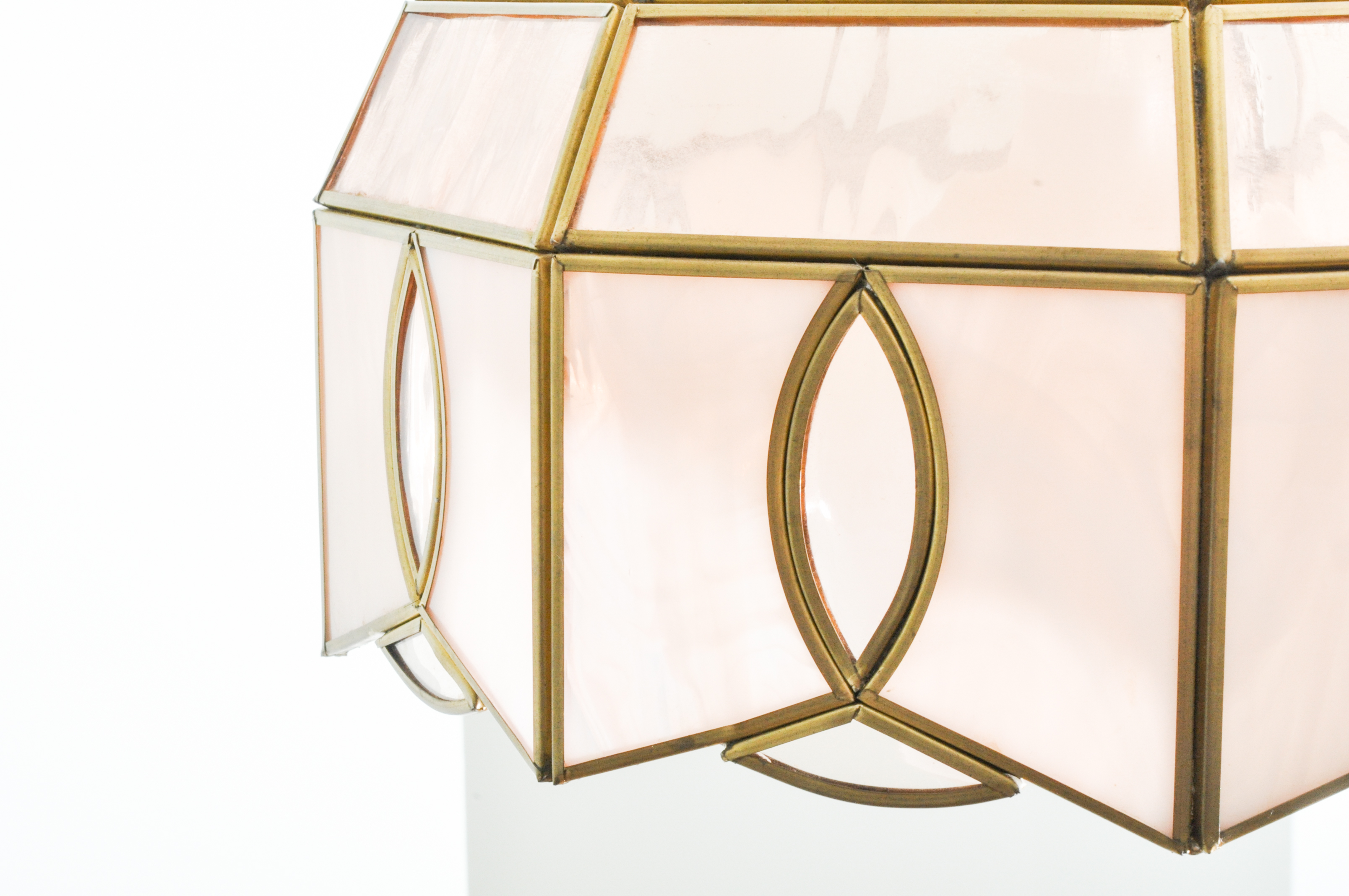 Vintage Tiffany-Style Pink Glass Pendant Lights