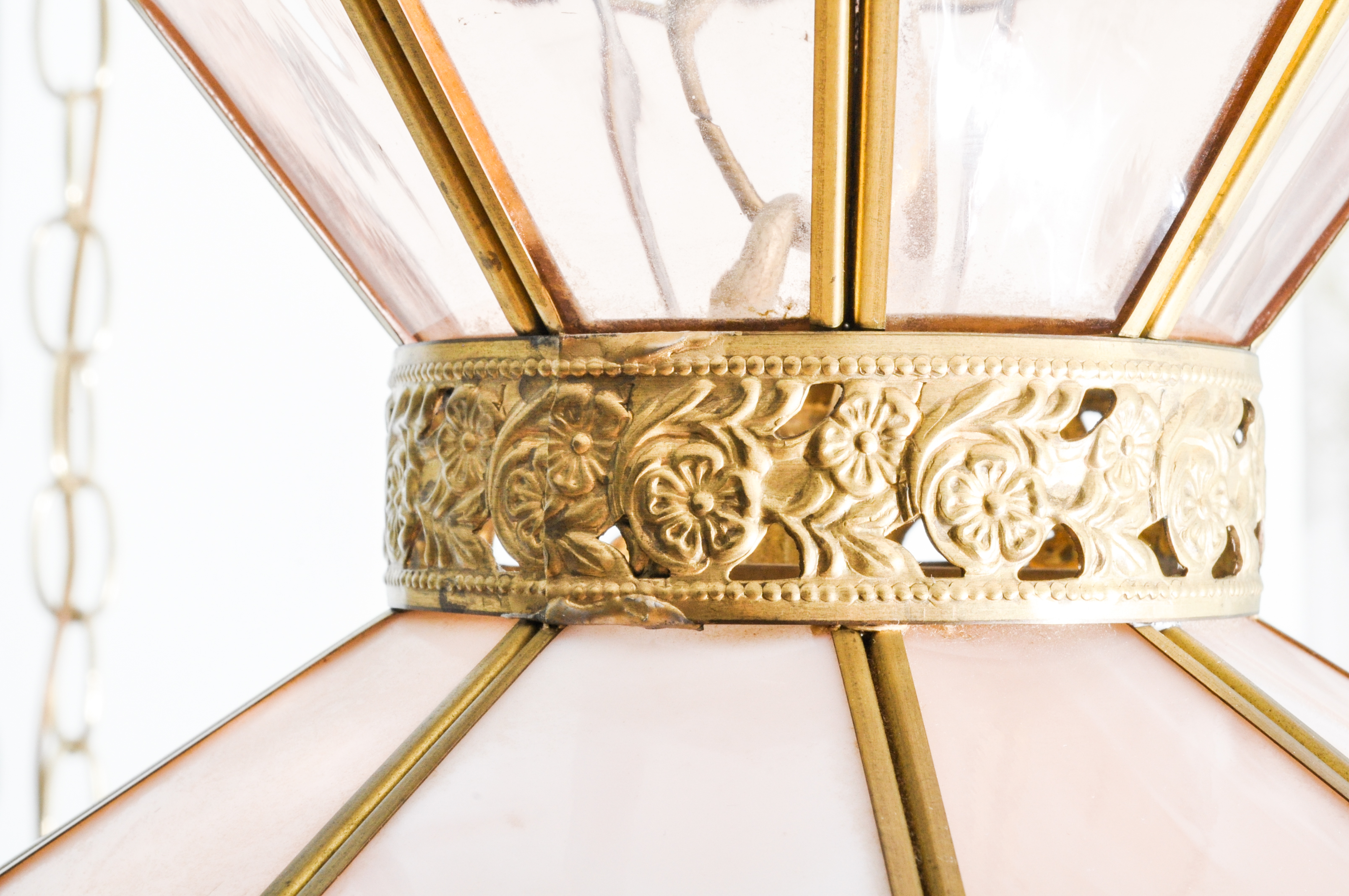 Vintage Tiffany-Style Pink Glass Pendant Lights