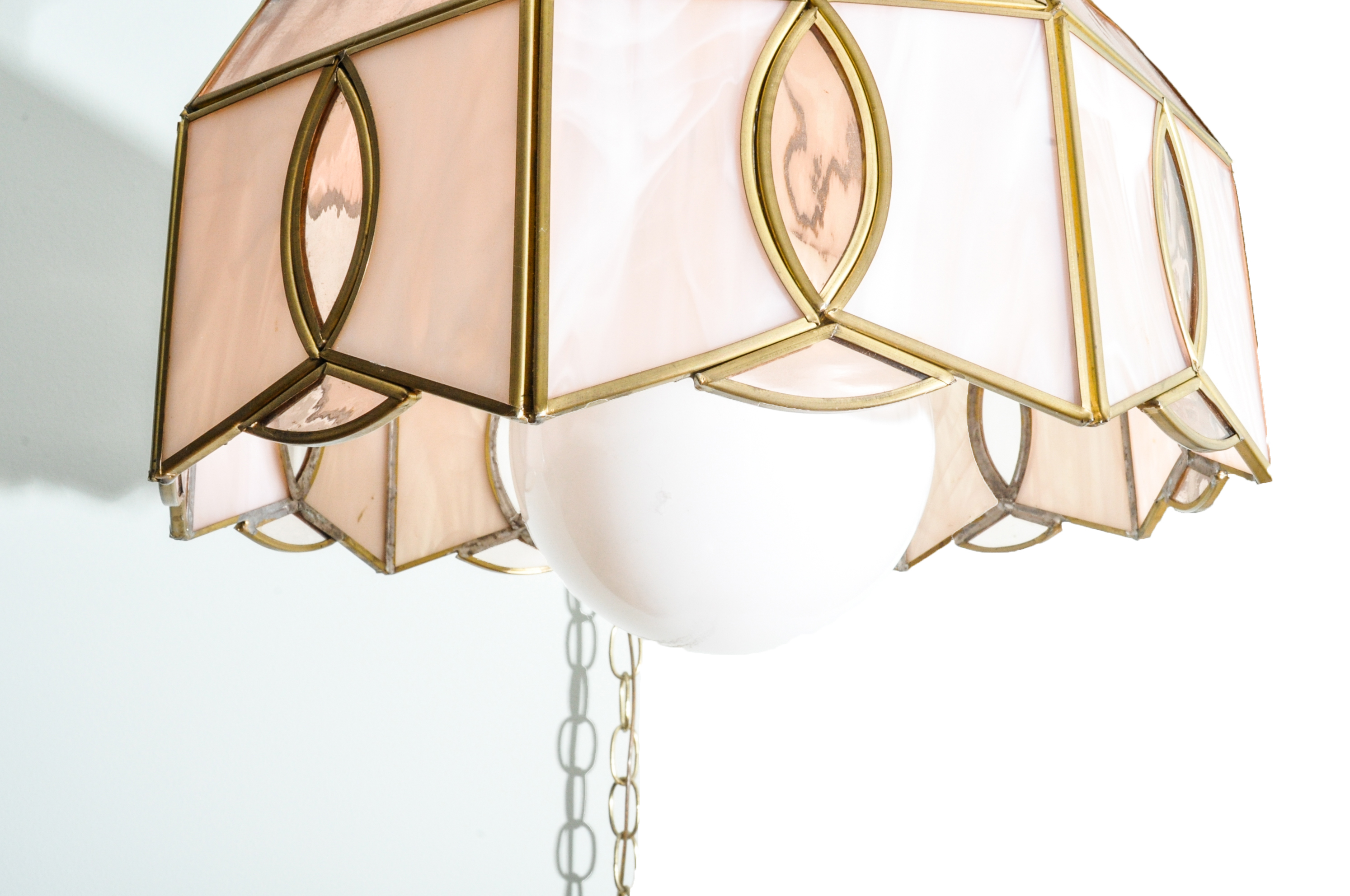 Vintage Tiffany-Style Pink Glass Pendant Lights