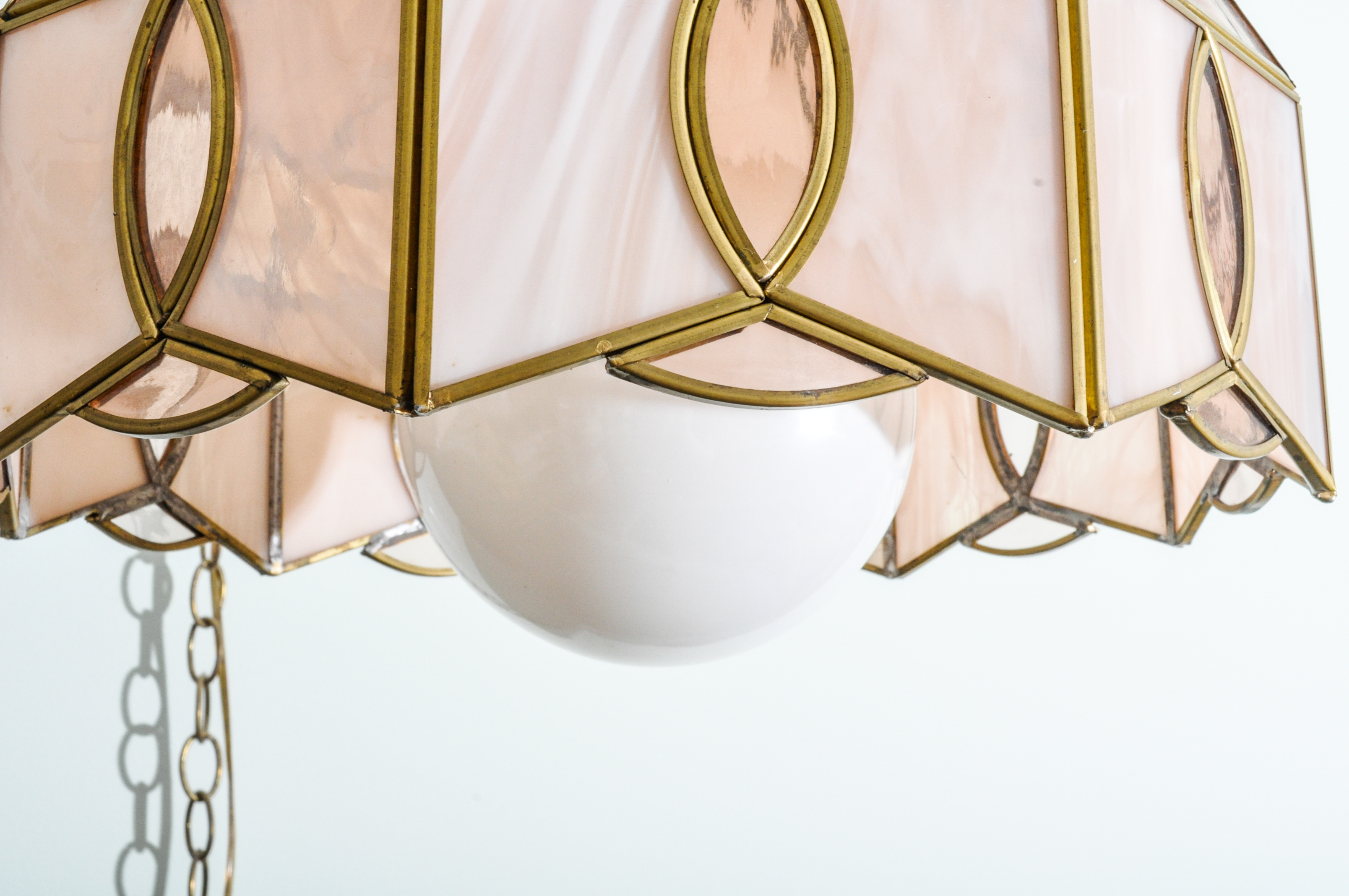 Vintage Tiffany-Style Pink Glass Pendant Lights