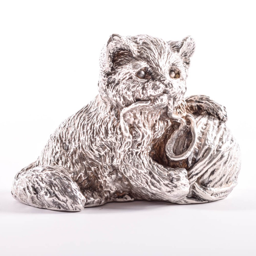 Weighted Sterling Silver Kitten Figurine