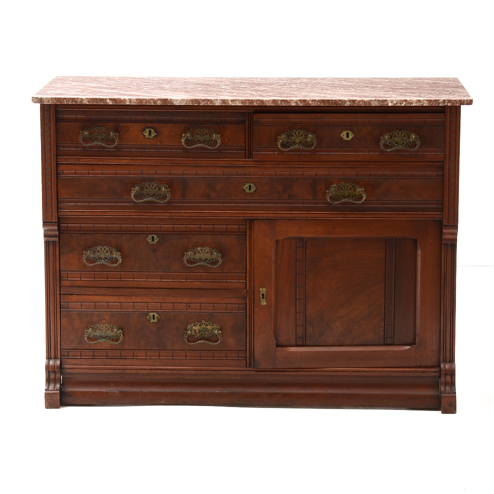Antique Victorian Marble Top Buffet