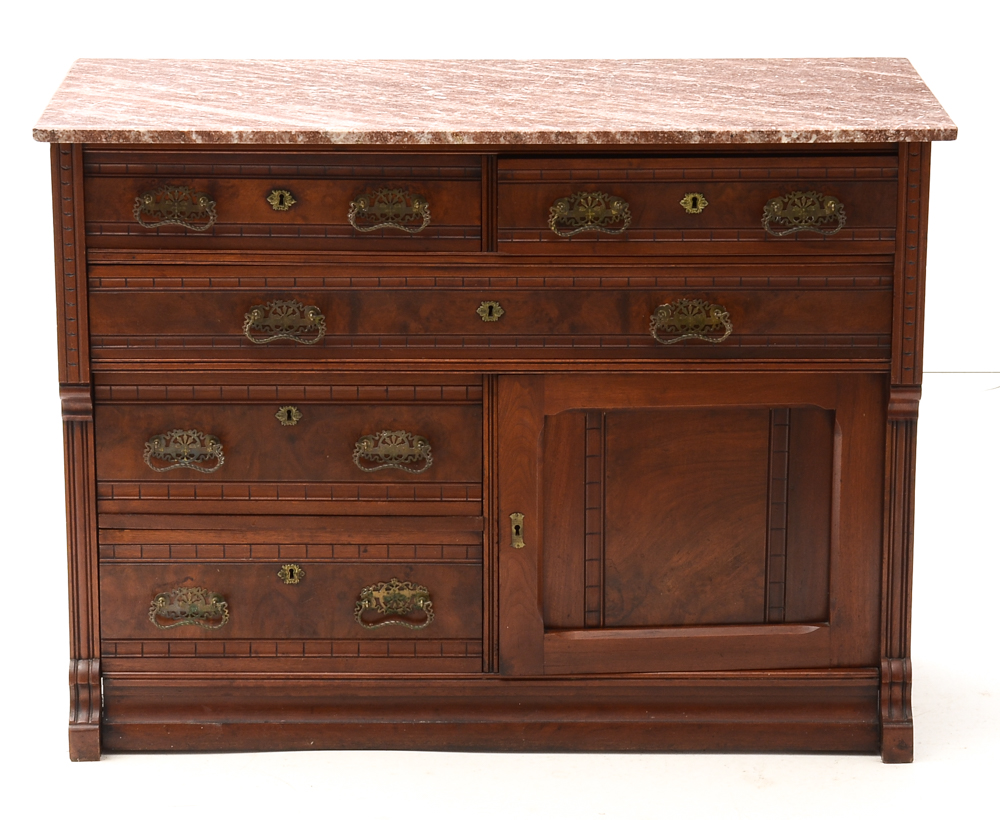 Antique Victorian Marble Top Buffet