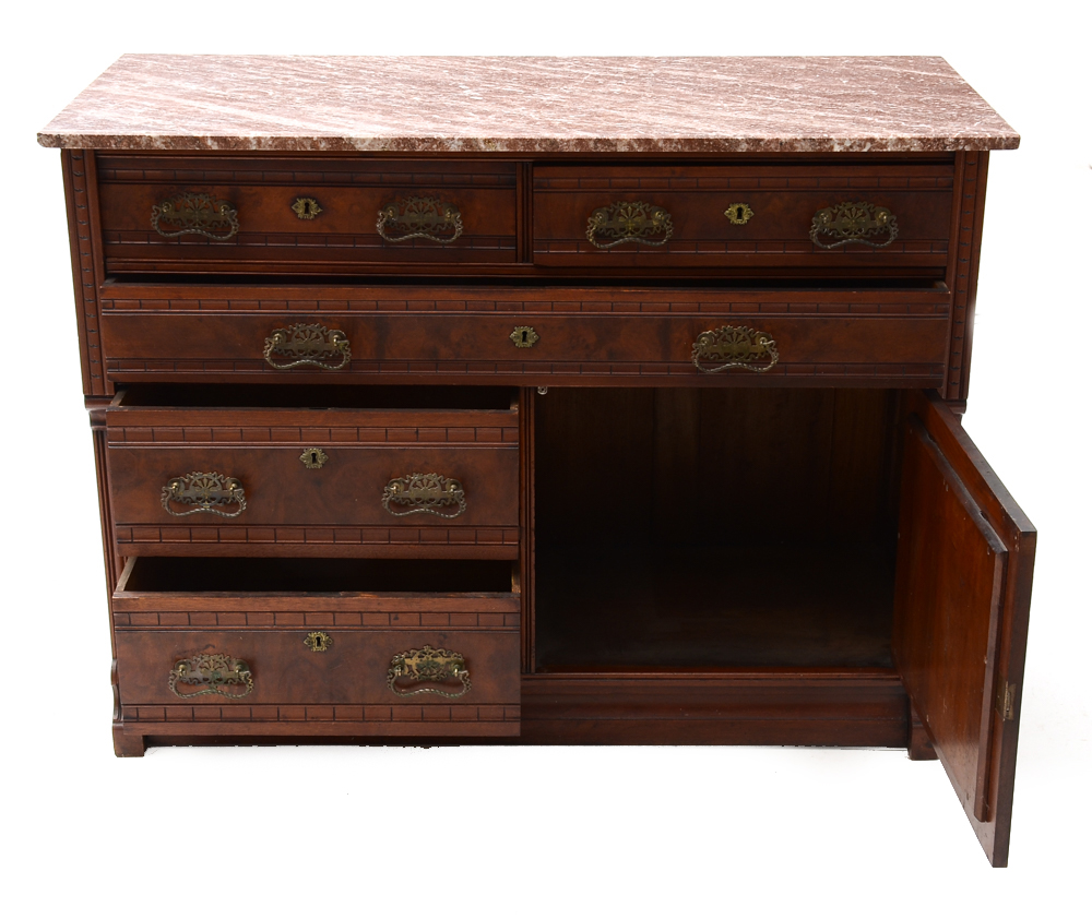 Antique Victorian Marble Top Buffet
