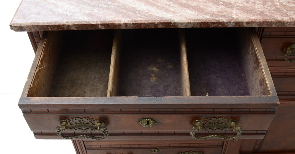 Antique Victorian Marble Top Buffet