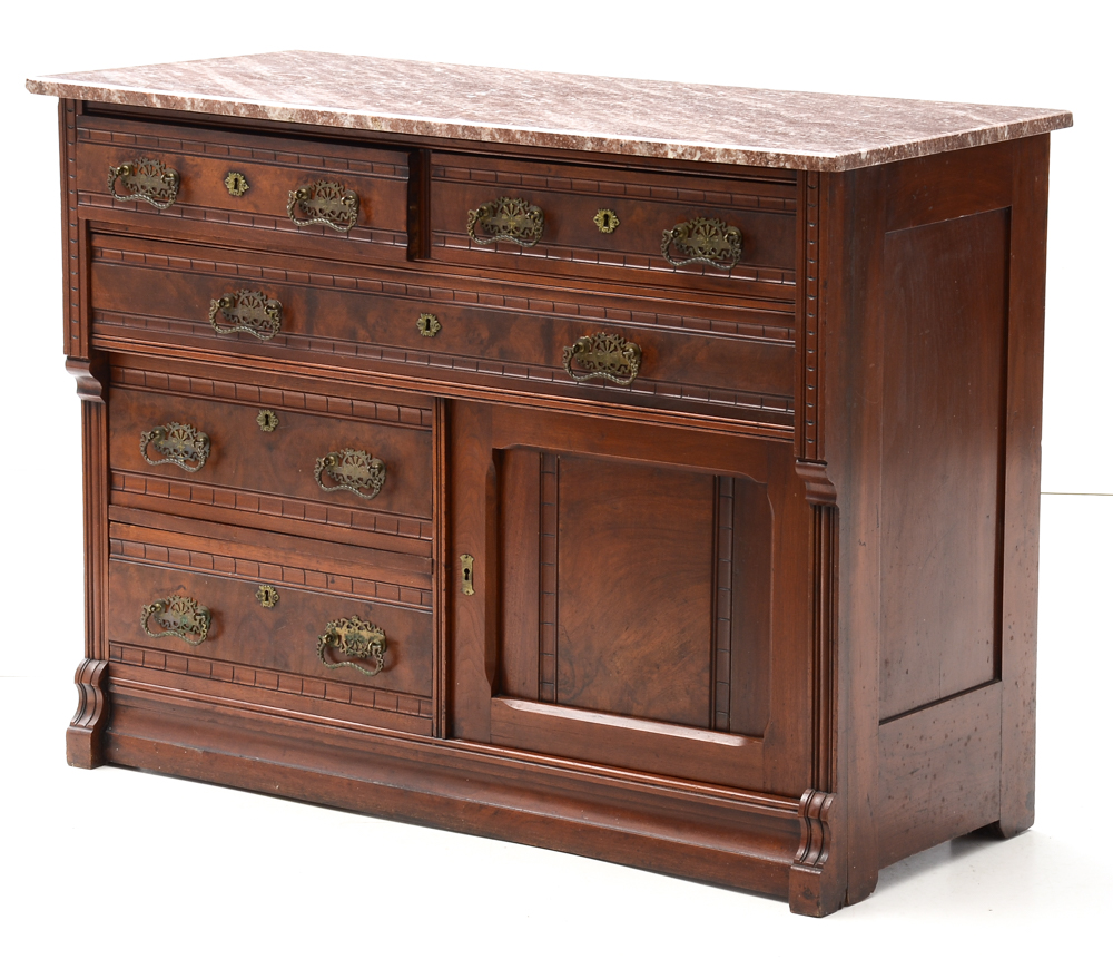 Antique Victorian Marble Top Buffet