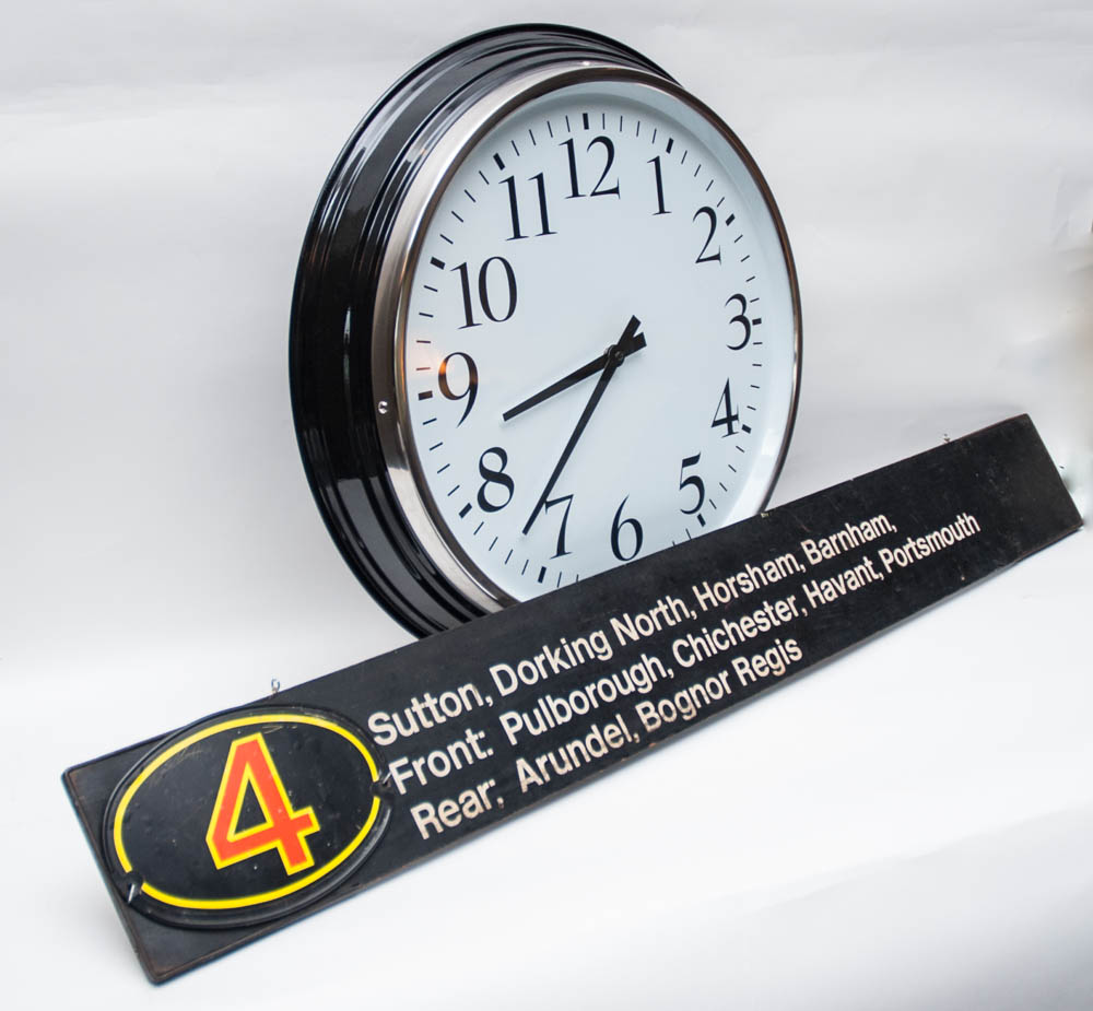 United Kingdom Train Station Sign & Large Classic Wall Clock