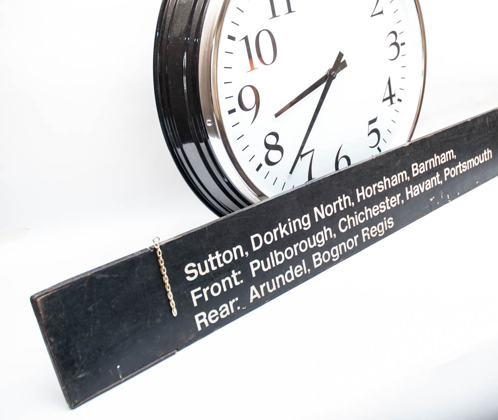 United Kingdom Train Station Sign & Large Classic Wall Clock