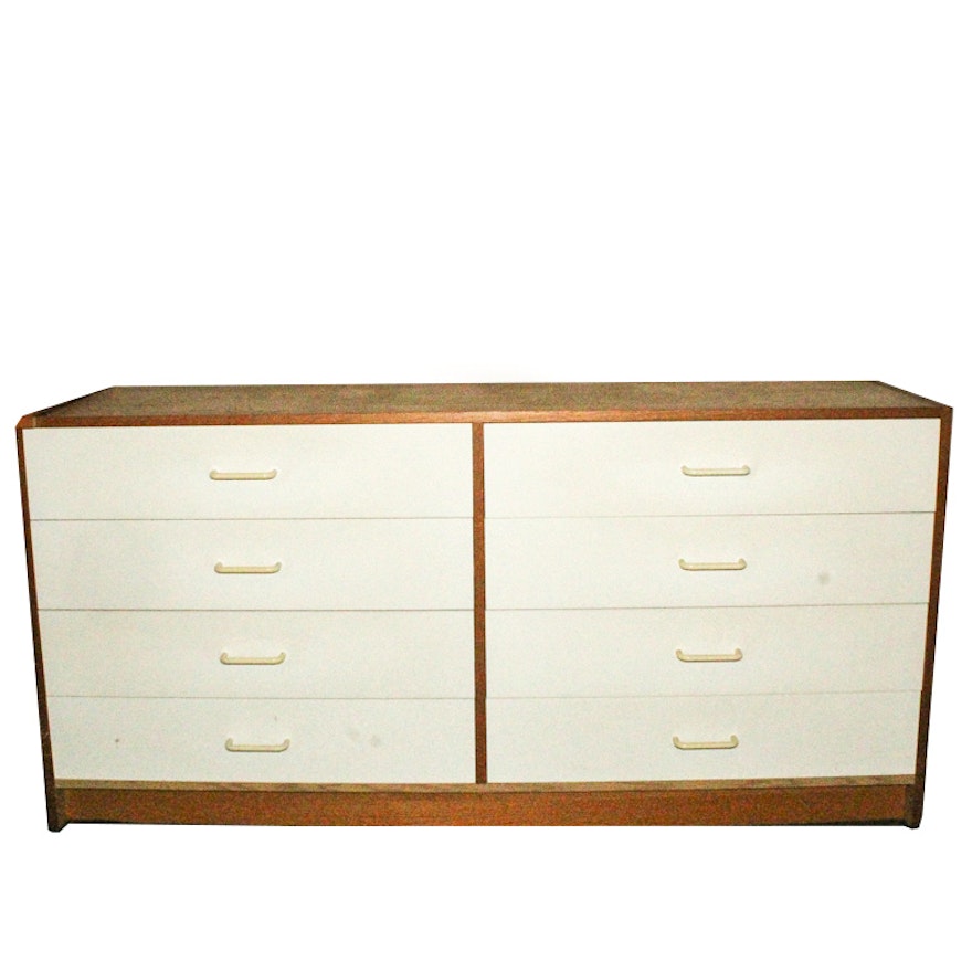 White Painted and Wood Grain Chest of Drawers