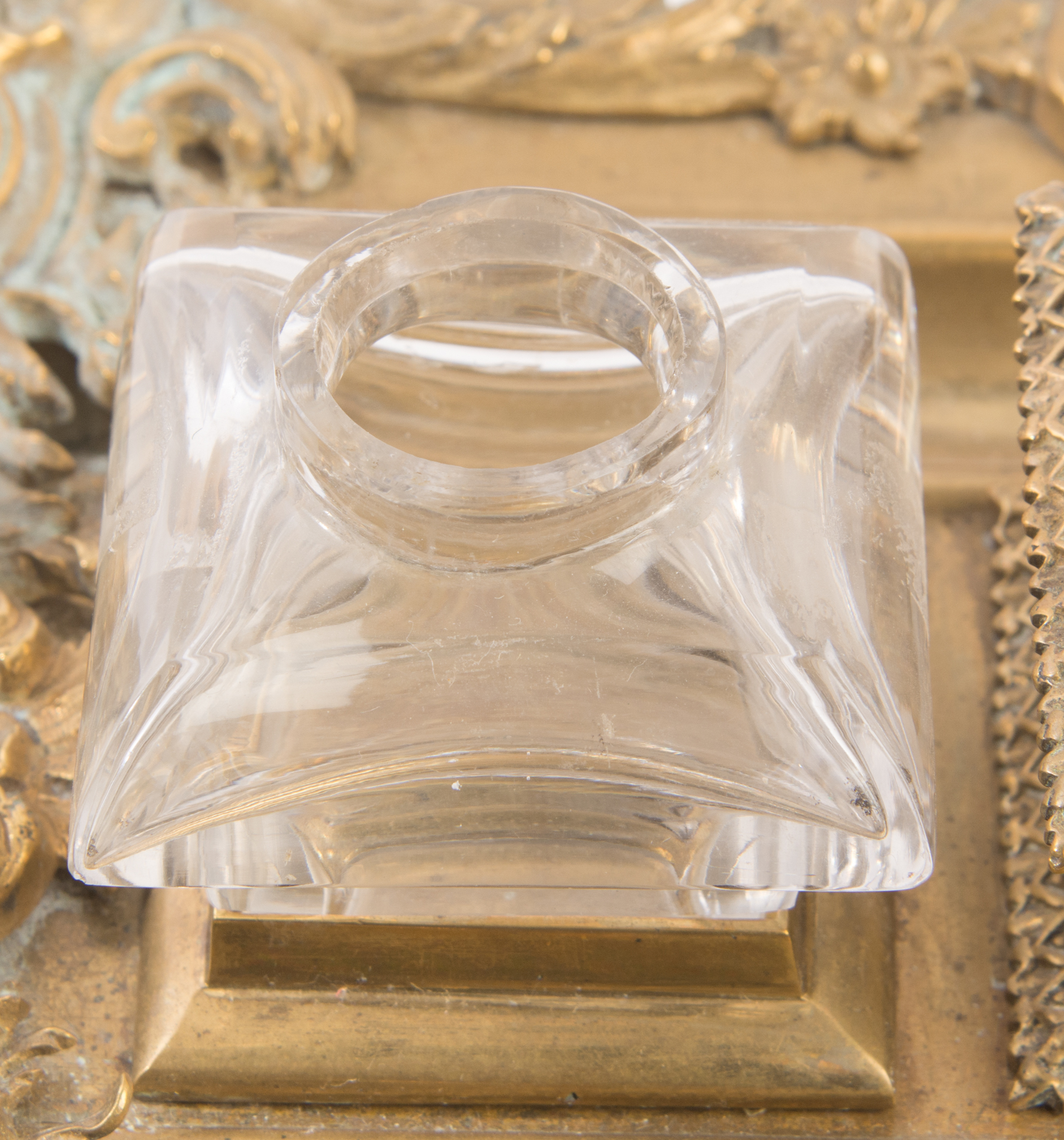 Vintage Brass Inkwell Set