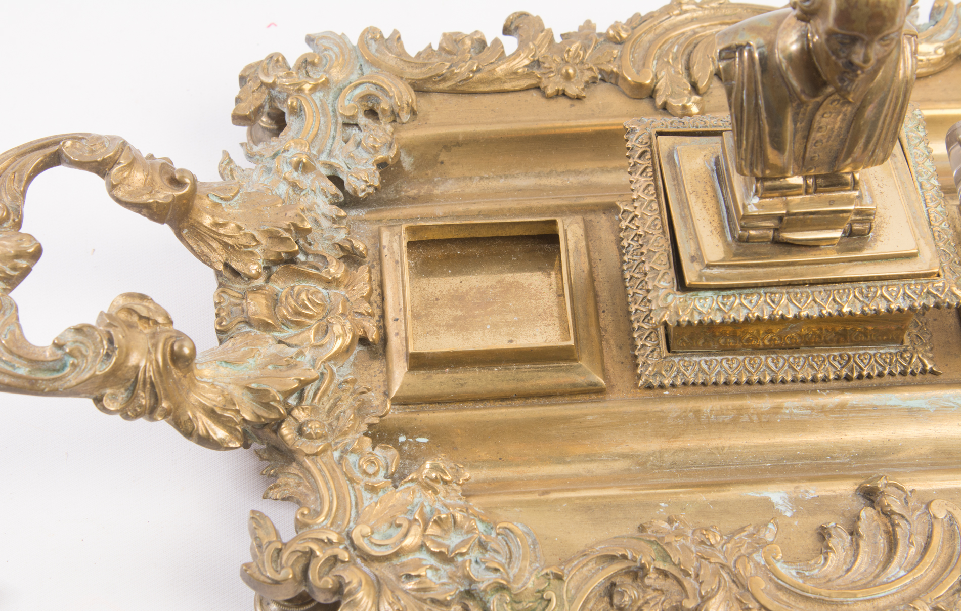 Vintage Brass Inkwell Set