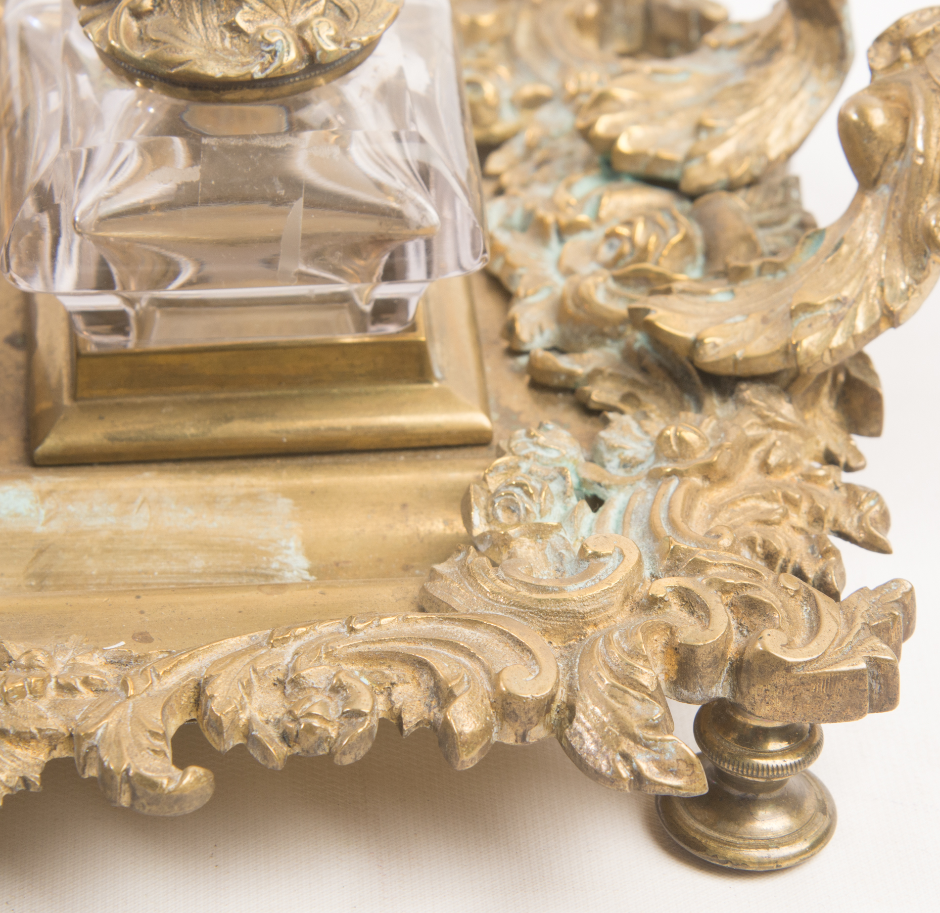 Vintage Brass Inkwell Set