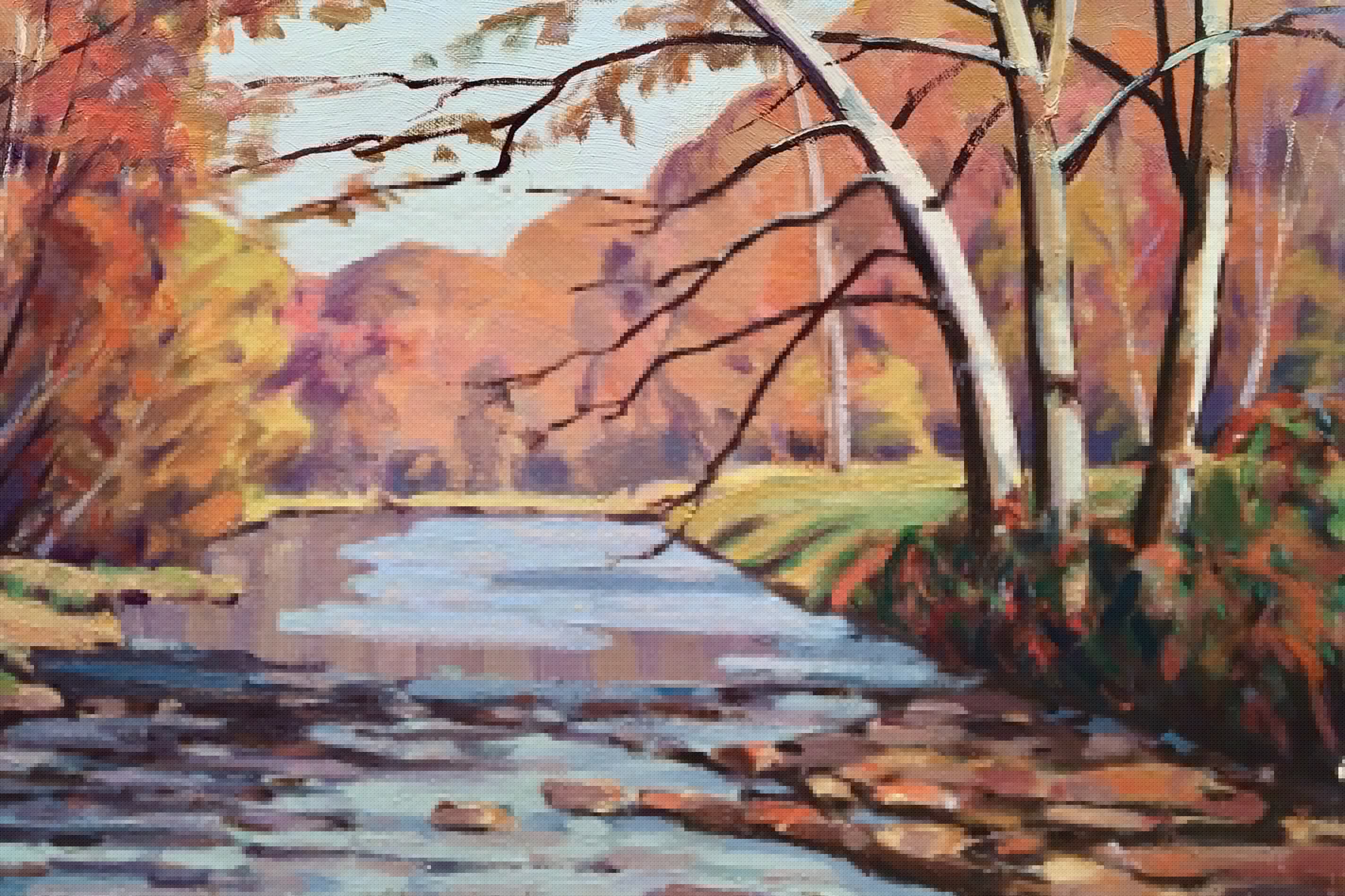 Autumn River Landscape by Galen Ray, 1940's