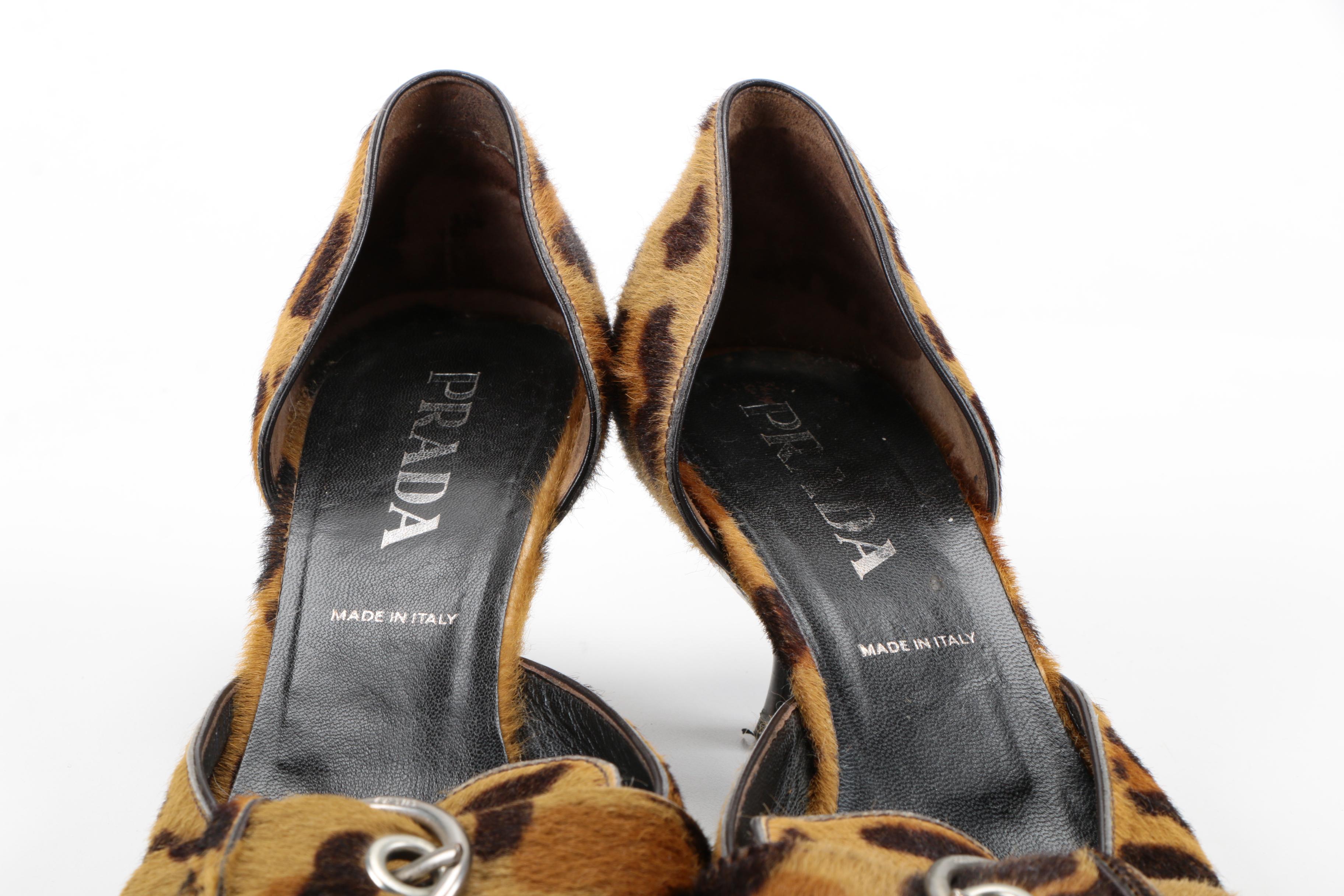 Prada Leopard Print Pony Hair Heels
